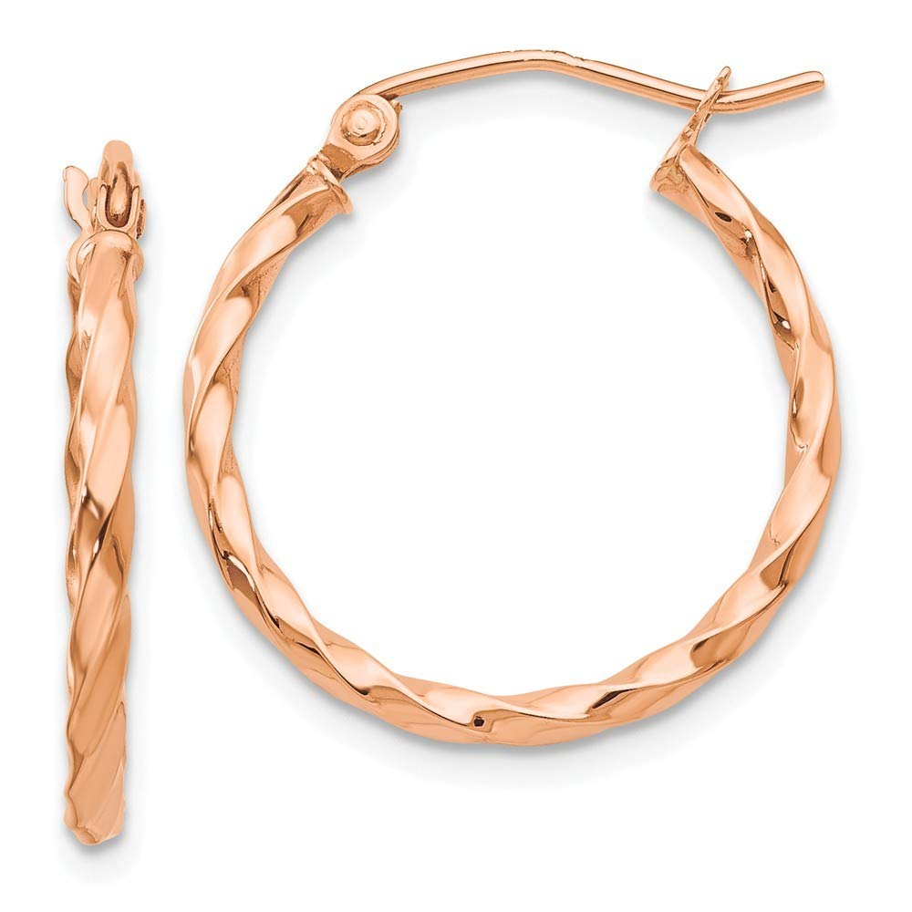 14K Rose Gold Twisted Hoop Earrings for Women - Elegant Dainty Huggie Hoops (0mm) - Perfect for Everyday Wear, Date Night & Special Occasions