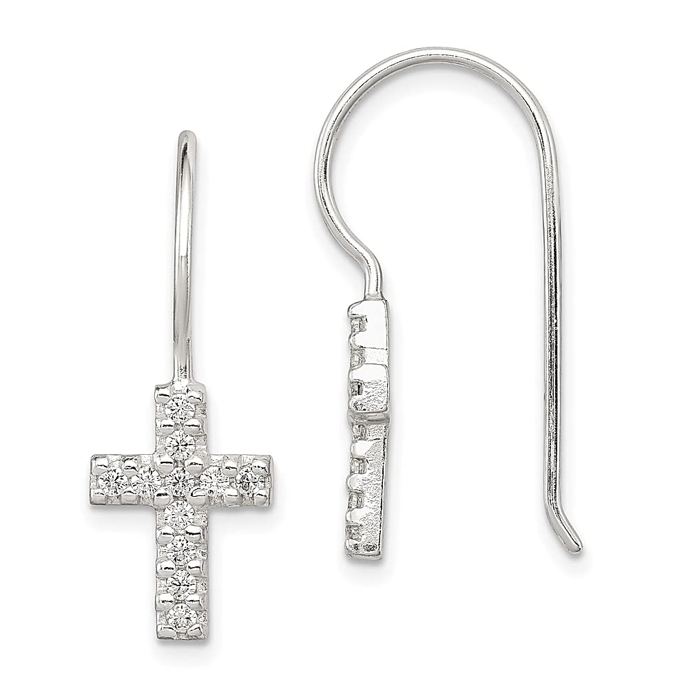 925 Sterling Silver Cubic Zirconia Latin Cross Dangle Earrings for Women - Elegant Religious Jewelry Gift for Her - Perfect for Church, Weddings & Special Occasions