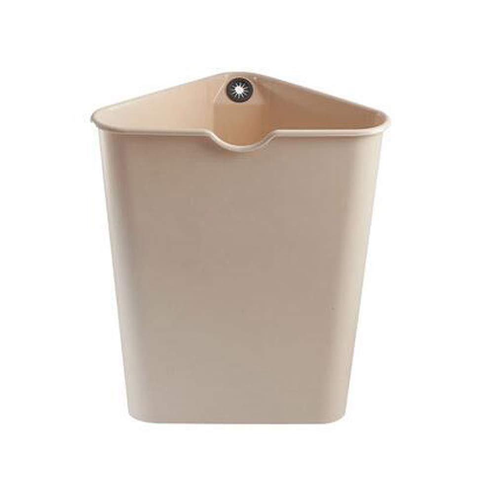 Creative Triangle Trash Can - Small Plastic Waste Bin for Kitchen, Bedroom, Bathroom - Space-Saving Beige Garbage Can - Perfect for Corners, Under Desks, and Small Spaces