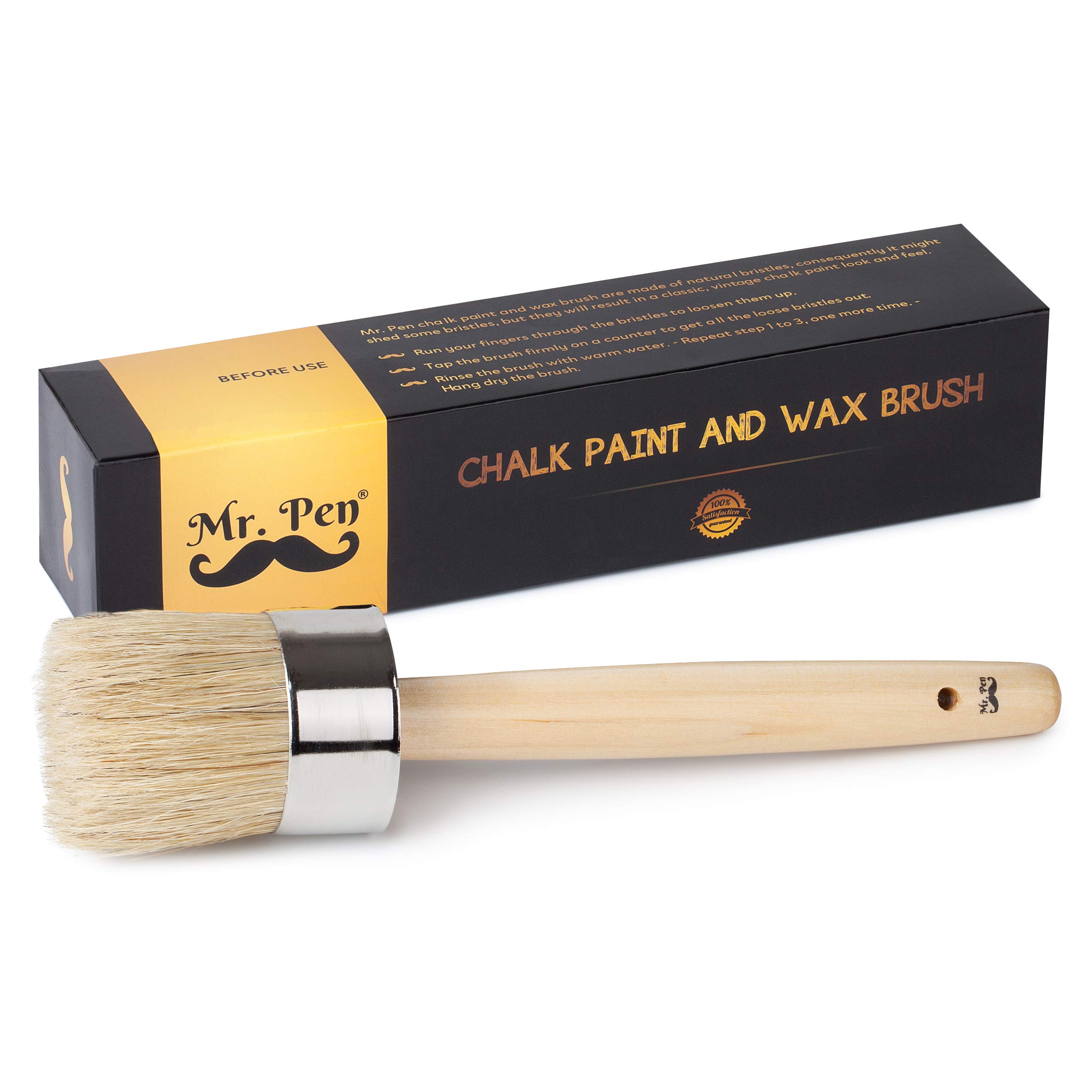 Premium 2 Inch Round Chalk & Wax Paint Brush by Mr. Pen - Professional Furniture Paint Brush for DIY Projects, Home Decor, and Woodworking