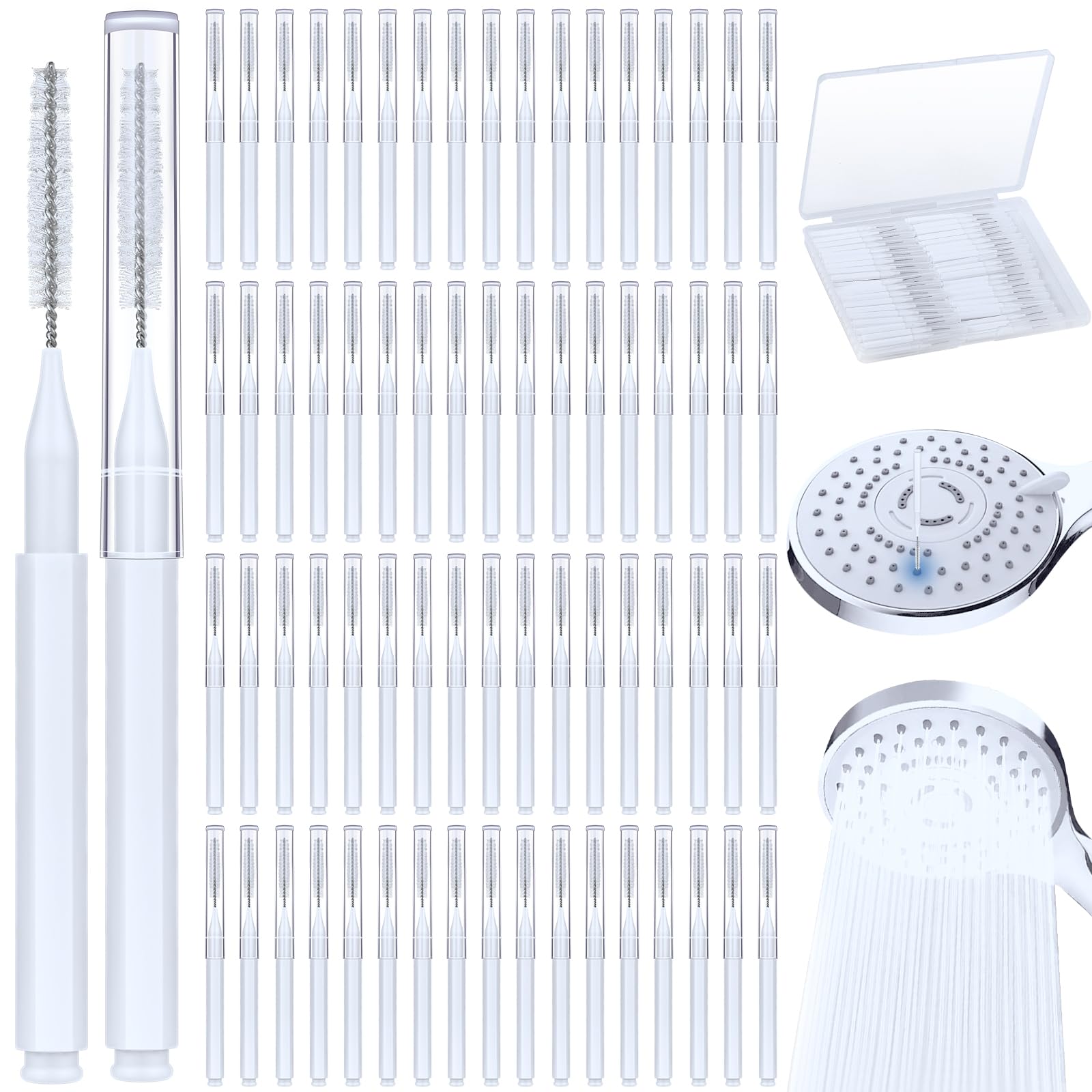 70 PCS Shower Head Cleaning Brush Kit - Stiff Dense Bristles for Small Holes & Gaps - Anti-Clog Showerhead Cleaner Tool - Perfect for Bathroom, Kitchen Faucet & Hard Water Stain Removal