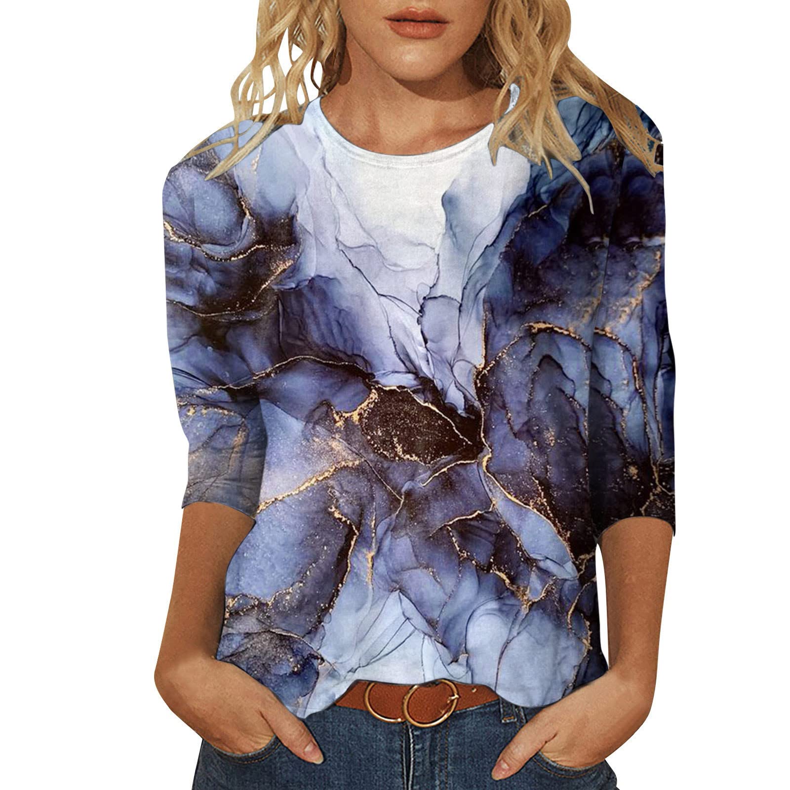 Women's Floral Print Crewneck T-Shirt - Casual Tunic Top for Summer & Fall - Workout Tank & Everyday Wear - Office, Gym, Weekend Outfits