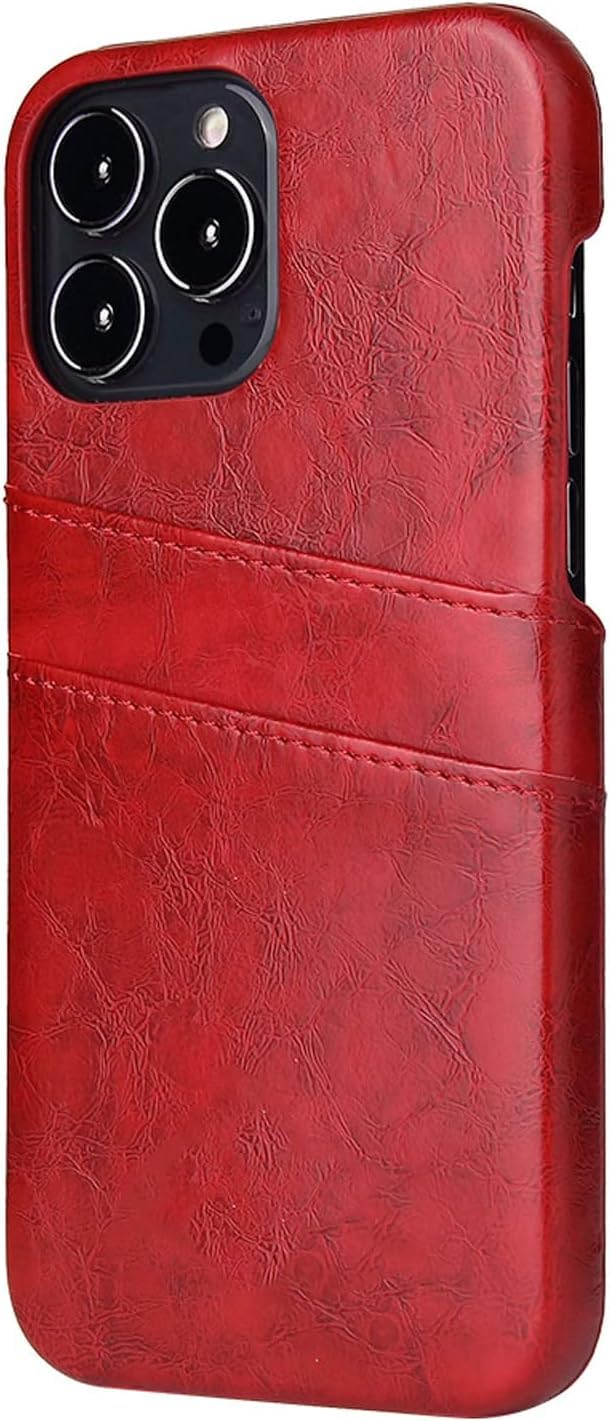 Premium Leather Wallet Case for iPhone 14/14 Plus/14 Pro/14 Pro Max - Slim Fit Shockproof Protective Cover with Card Slots (Red) - Perfect for Everyday Use, Travel & Business Meetings