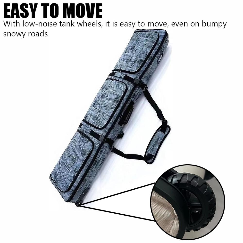 Padded Snowboard Travel Bag with Wheels - Lightweight Rolling Ski & Snowboard Carrier for Airplane Travel - Durable Snowboarding Equipment Bag for Flying, Ski Trips & Winter Sports Gear Storage
