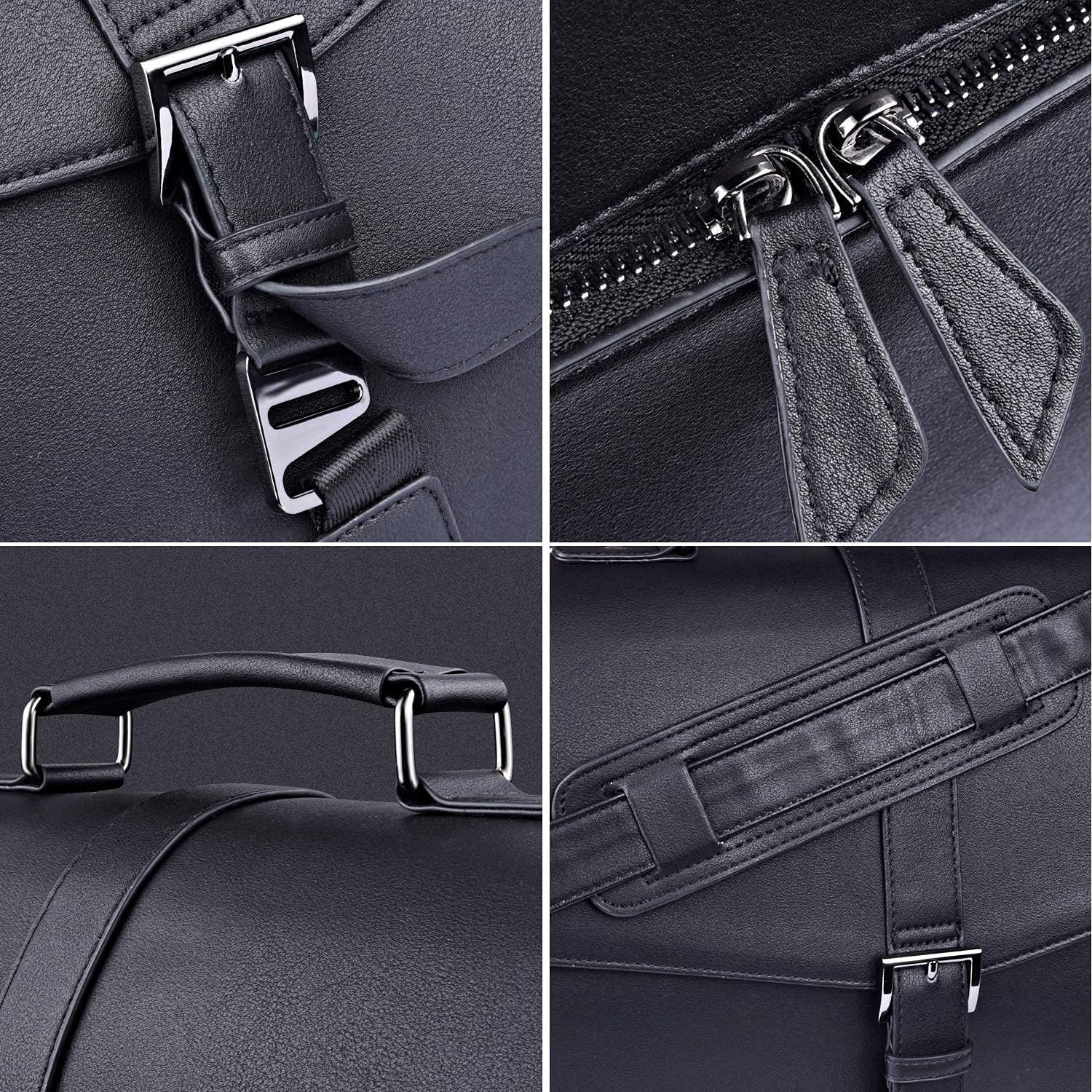 ESTARER Genuine Leather Messenger Bag for Men - 17.3 Inch Laptop Briefcase, Professional Business Shoulder Bag for Office, Work & Travel - Durable Leather Satchel for MacBook, Documents & Accessories (Black) - Perfect for Business Meetings, Daily Commute & Business Trips