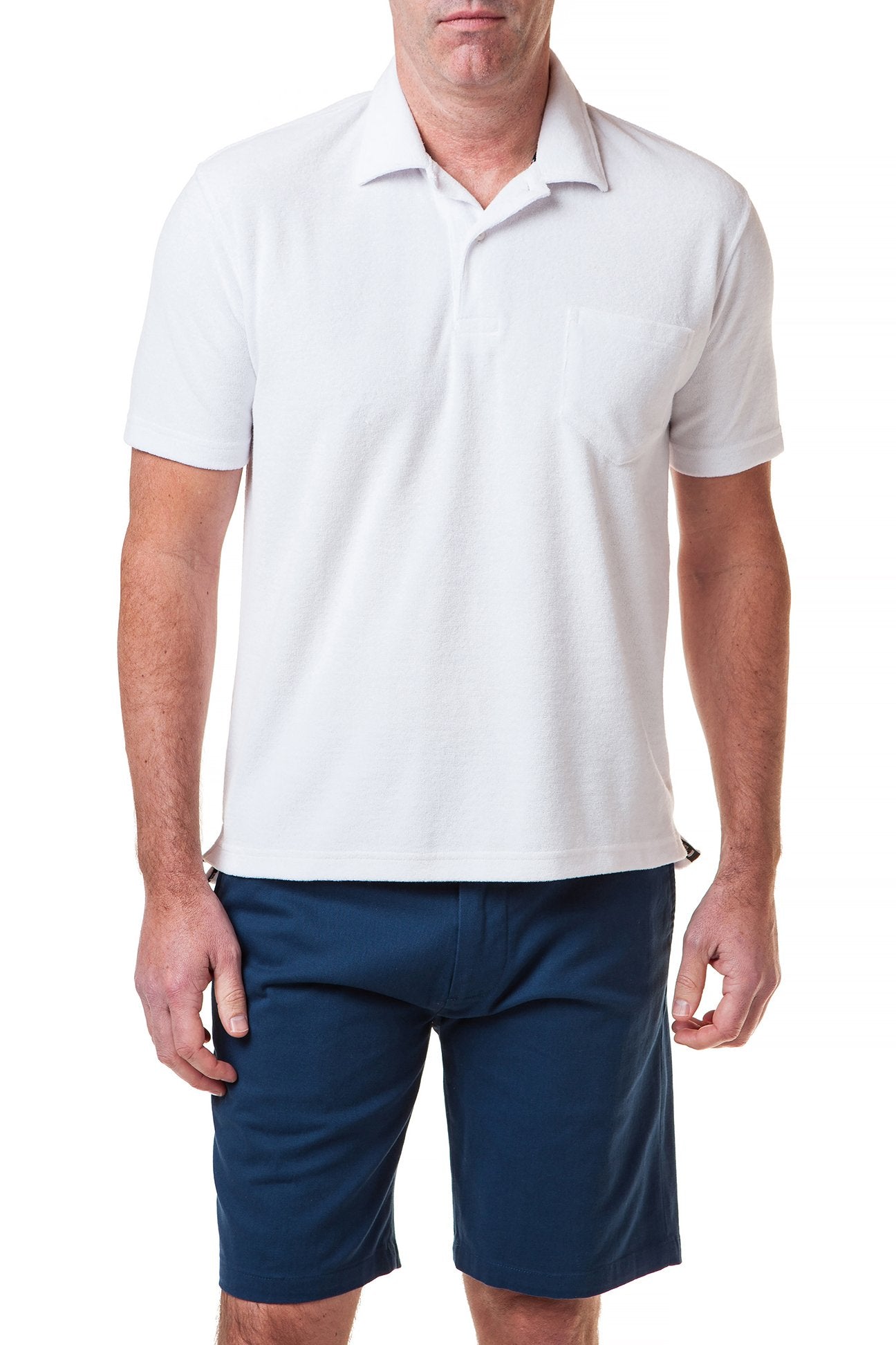 Premium Terry Cloth Polo Shirt for Men - Soft Cotton Comfort Fit White Shirt - Casual Wear & Summer Outfits