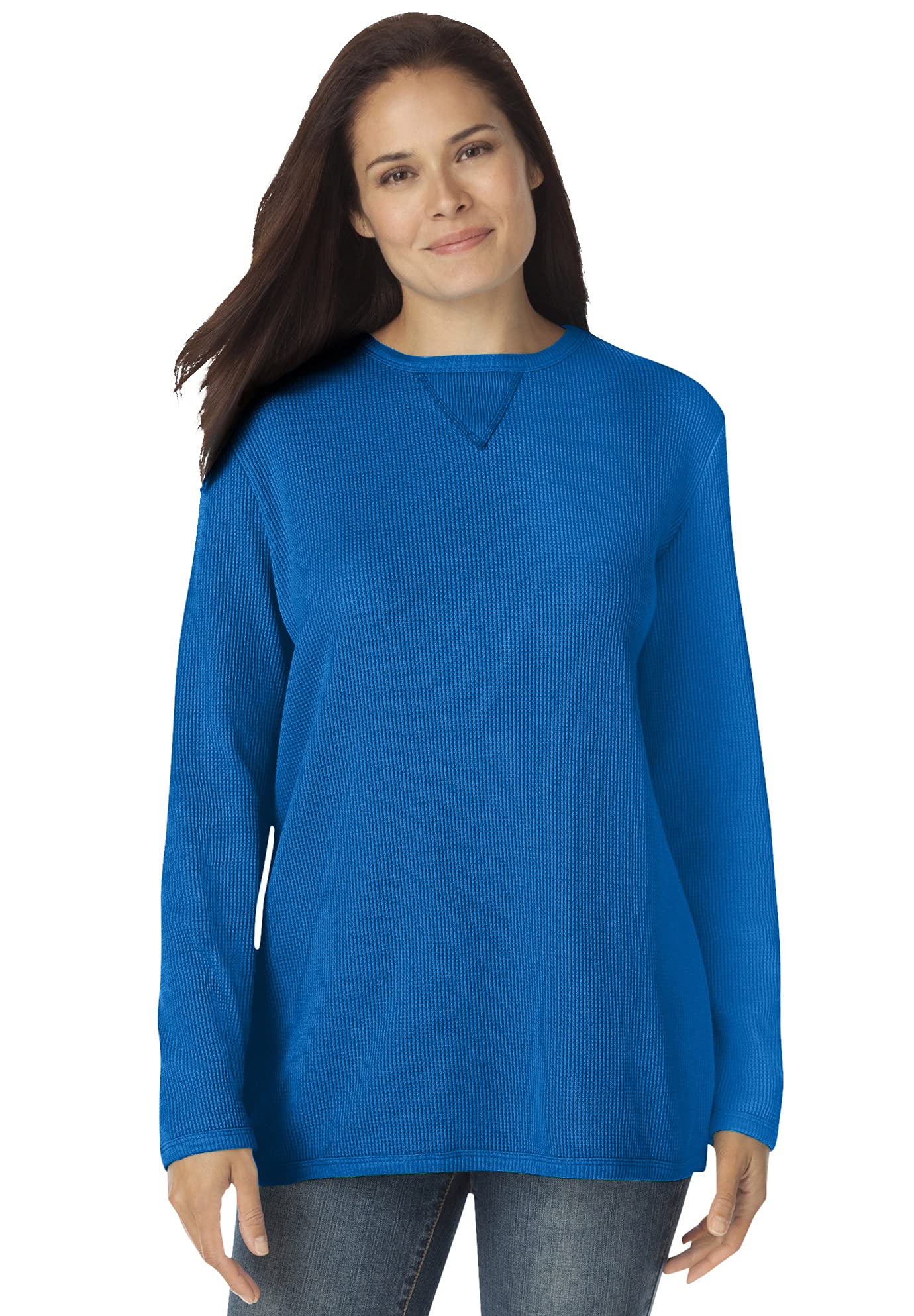 Woman Within Women's Plus Size Waffle Thermal Sweatshirt - Cozy Fleece-Lined Pullover for Winter, Cold Weather & Layering Outfits | Perfect for Casual Wear, Lounging & Outdoor Activities
