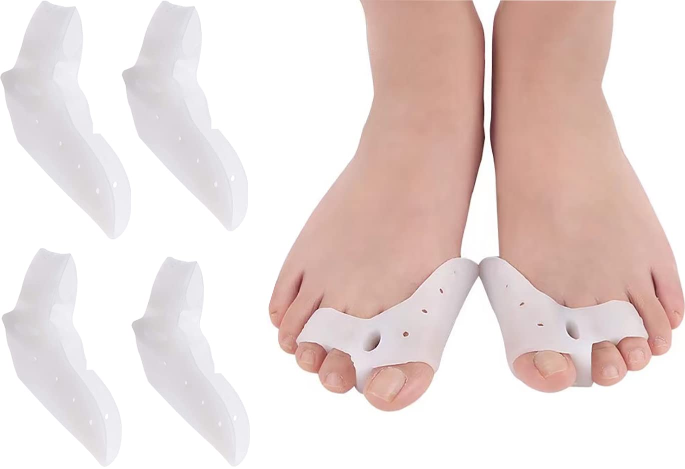 2 Pairs Gel Toe Separators & Straighteners - Hammer Toe Corrector for Men & Women - Bunion & Hallux Valgus Relief - Comfortable Toe Protectors for Daily Wear, Yoga, Running & Post-Surgery Recovery