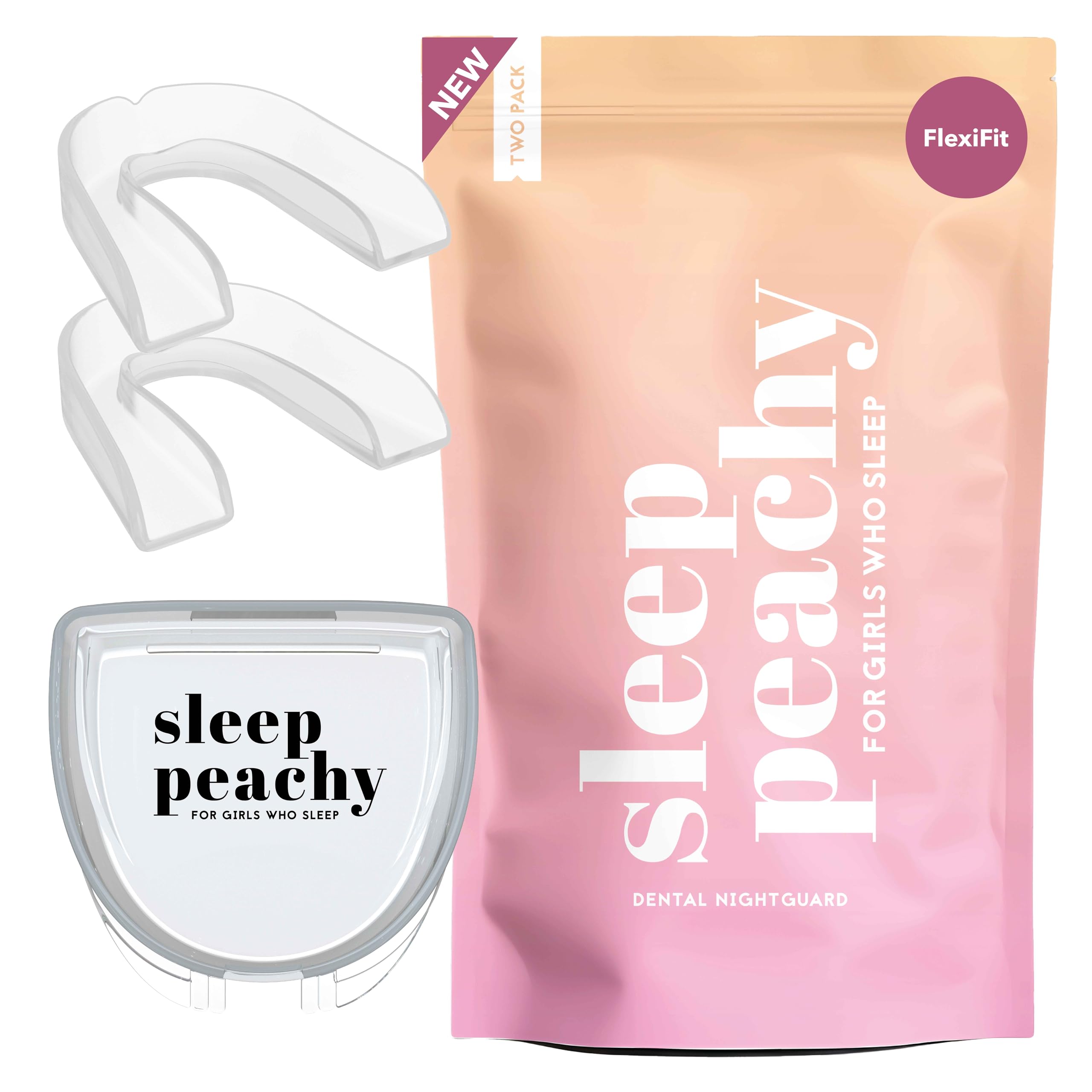 FlexiFit Night Guard for Women - 2 Pack Clear Dental Mouth Guards for Teeth Grinding, Clenching & Bruxism Relief - Comfortable Sleep Aid for Nighttime Teeth Protection