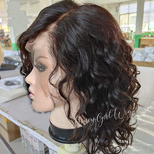 13x6 Glueless Lace Front Wig with Fake Scalp - 10A Brazilian Virgin Human Hair Bob Wig for Black Women | Pre-Plucked Curly Short Hair with Baby Hair | Perfect for Daily Wear, Cosplay & Protective Styling