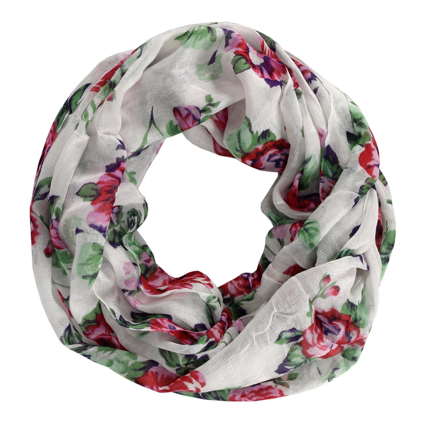 Vintage Floral Rose Sheer Infinity Scarf Circle Loop for Women - Elegant Fashion Accessory for Fall & Winter, Perfect for Office, Party, and Casual Outfits