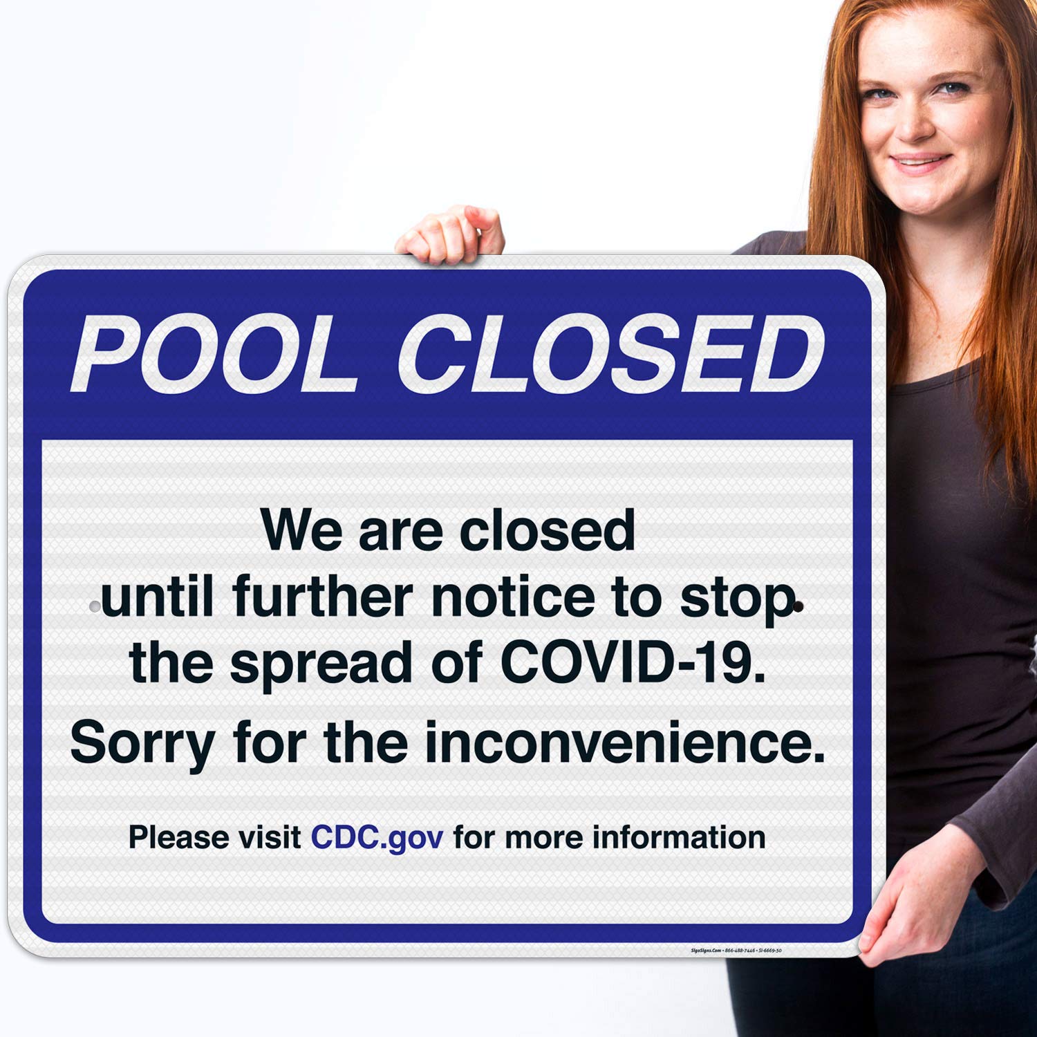 Pool Closed Sign - 24x30 Inches Reflective Aluminum (SI-6669) | 3M EGP Fade-Resistant | Indoor/Outdoor Use | Made in USA | Perfect for Public Pools, Water Parks & Backyard Safety