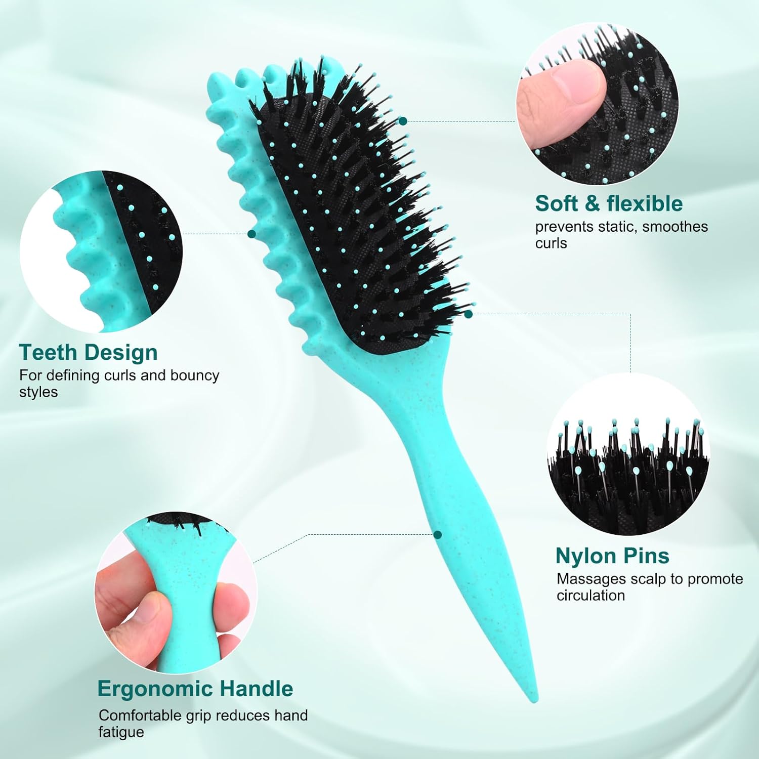 Best Detangling Brush for Curly Hair - Wide Tooth Comb for Knot-Free Styling - Perfect for Wet & Dry Hair Care at Home or Travel