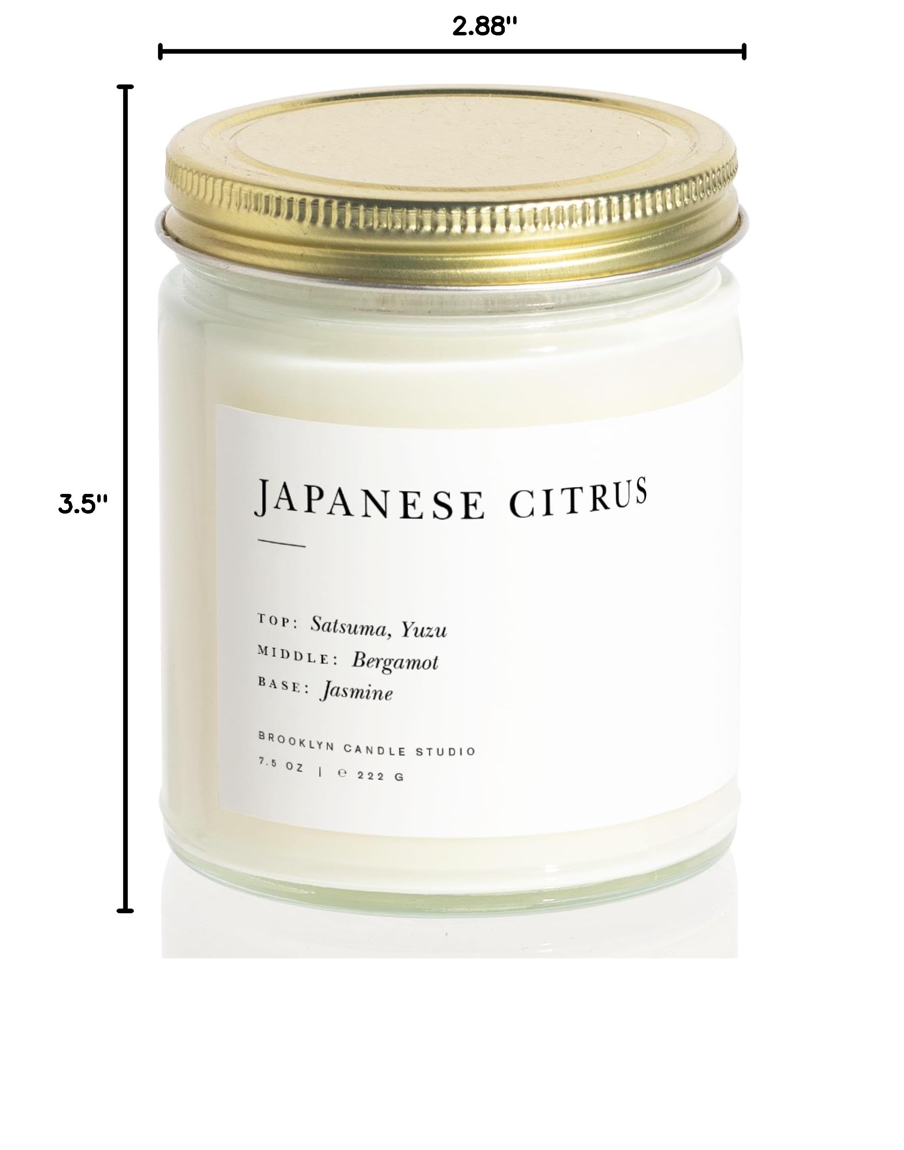 Brooklyn Candle Studio Japanese Citrus Soy Wax Candle - Vegan, Hand-Poured in USA, 50-Hour Burn Time - 7.5oz Luxury Scented Candle for Home, Office & Relaxation
