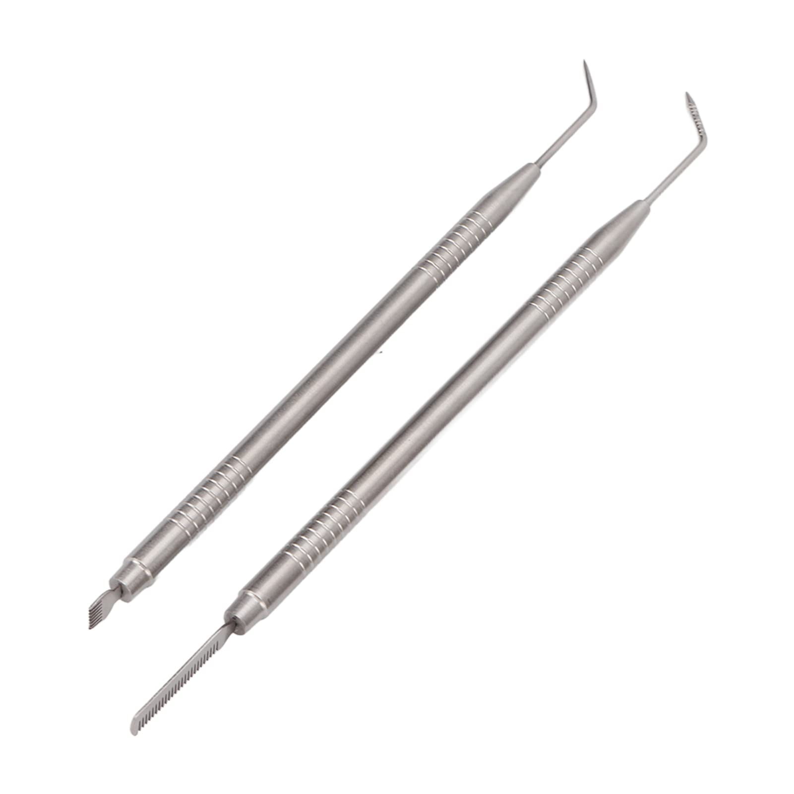 2 Pcs Stainless Steel Eyelash Lift Perm & Tint Tool Set - Lash Separator & Curling Rods for Professional Eyebrow & Eyelash Styling - Perfect for Salon, Home Use & Daily Makeup (Silver)