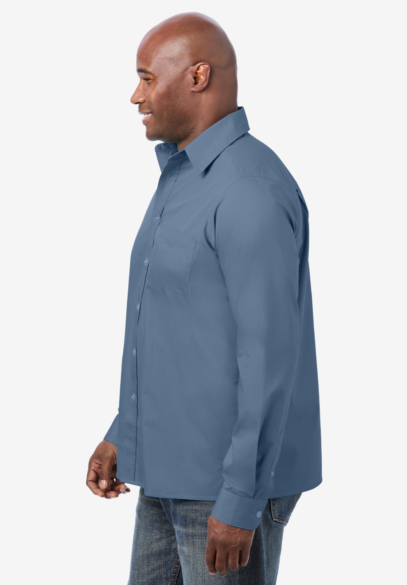 KingSize Men's Big & Tall No-Tuck Casual Shirt - Comfortable Oversized Button Down for Work & Weekend Wear