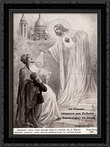 Sergey Solomko Sacred Heart of Jesus Framed Canvas Art - 18x24 Inch Black Ornate Wood Frame - Religious Home Decor for Living Room, Bedroom & Prayer Space