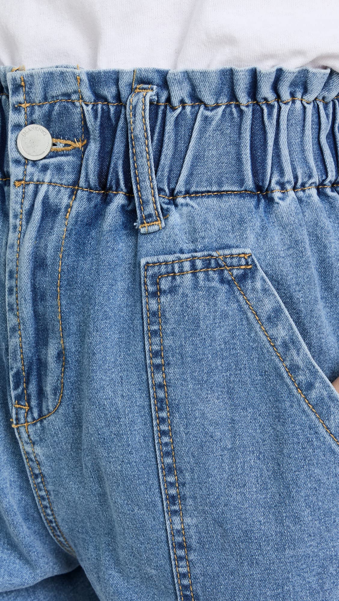 BLANKNYC Women's High Waist Stretch Denim Shorts with Patch Pockets - Trendy Distressed Denim Cutoff Shorts for Summer | Casual Outfits, Beach Wear & Street Style Fashion