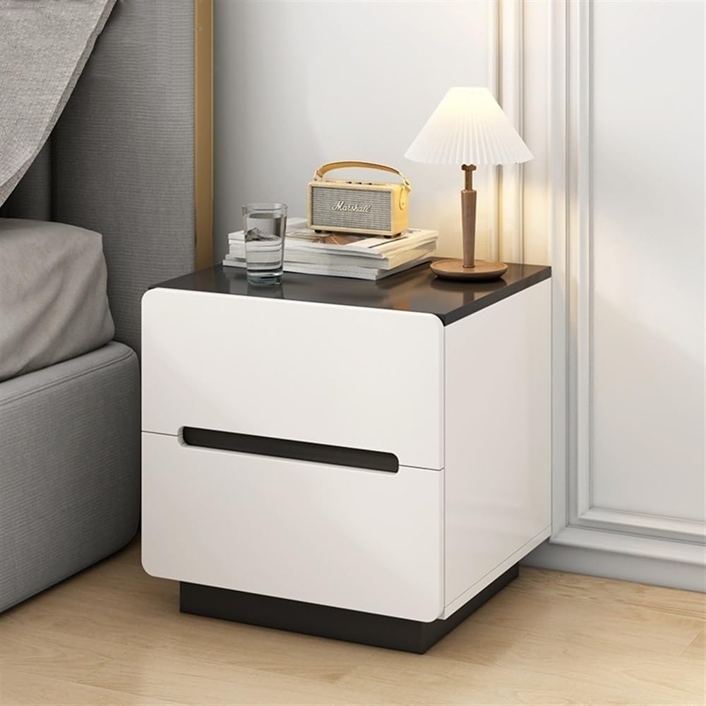 Modern Nightstand with 2 Drawers - Small Storage Cabinet, Wood Frame Bedside Table for Bedroom & Living Room (15.7 x 15.7 x 17.7 Inches) - Perfect as Sofa Side Table or Compact Bedside Storage Solution