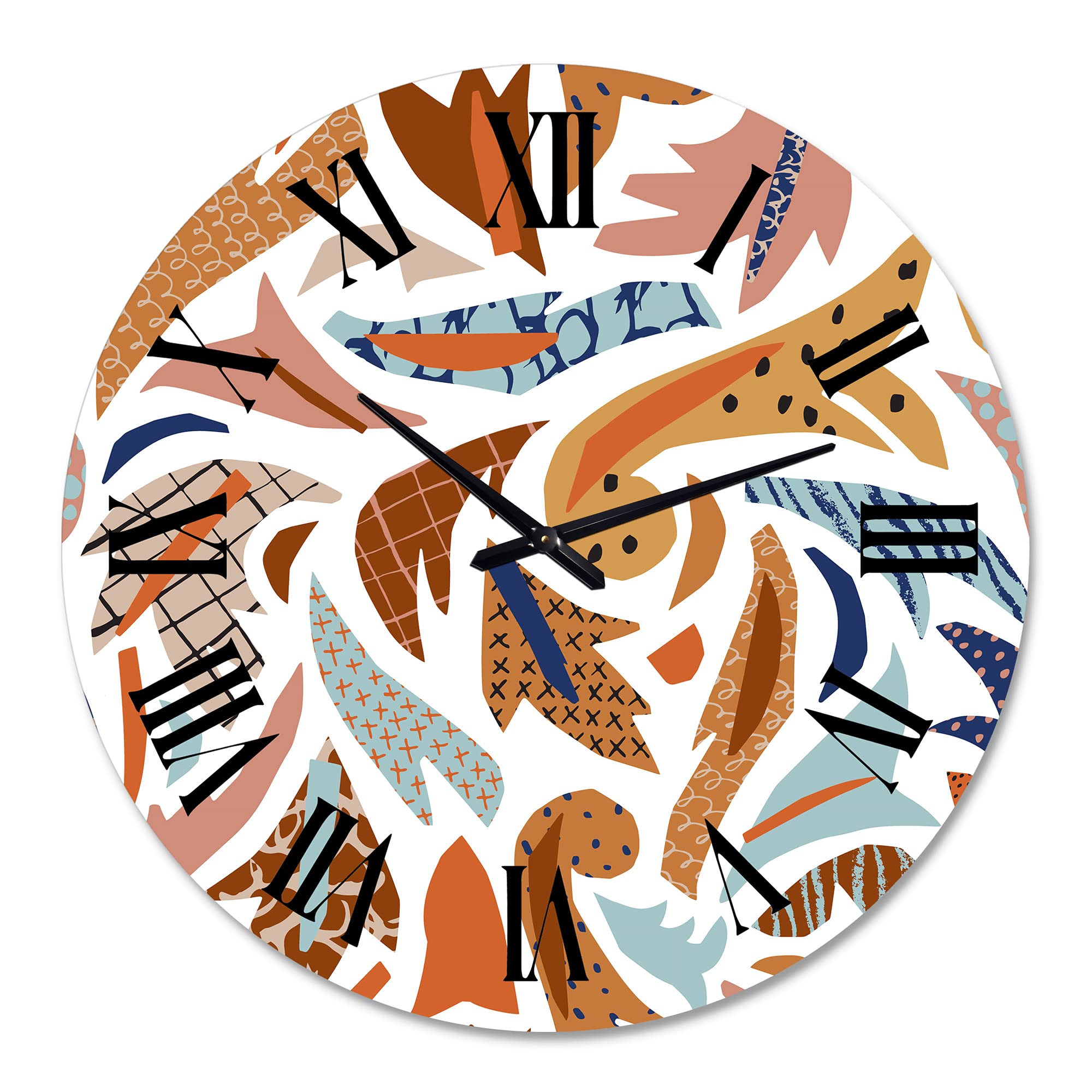 Bohemian Eclectic Wall Clock - Baroque Inspired Abstract Doodles & Fractal Design - Large Decorative Clock for Living Room, Bedroom, Office - Unique Home & Interior Decor Gift Idea