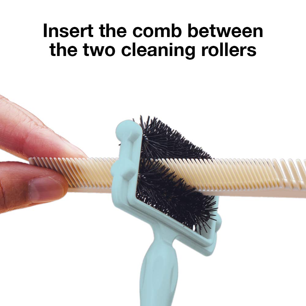 Olivia Garden 2-in-1 Hair Comb Cleaner - Professional Styling Tool & Detangler for Salons & Home Use (Perfect for Thick Hair & Extensions)