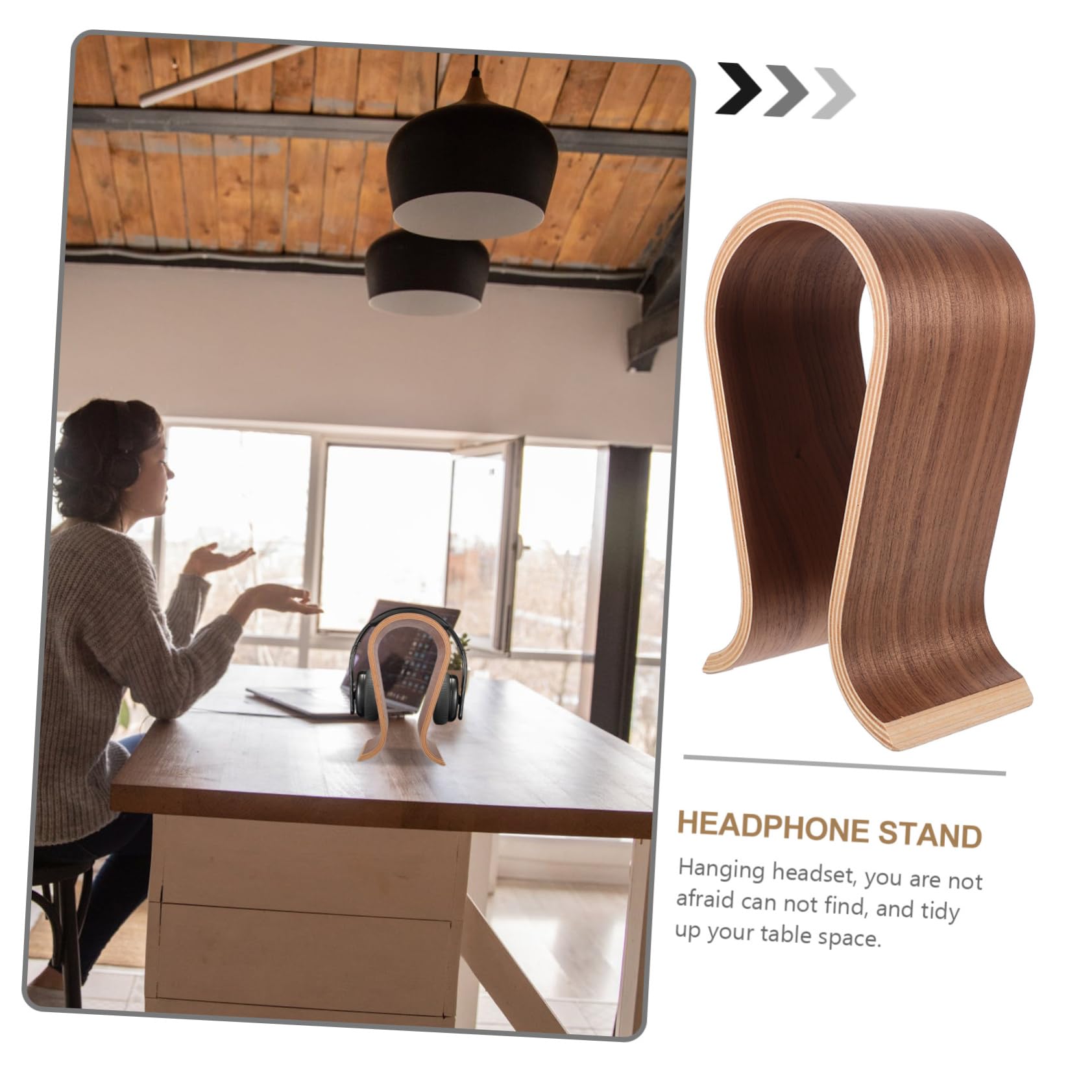 Premium Wooden Headphone Stand - 2 Pack Desk Organizer for Headset & Accessories | Stylish Wood Hanger Holder for Gaming, Office, and Home Decor