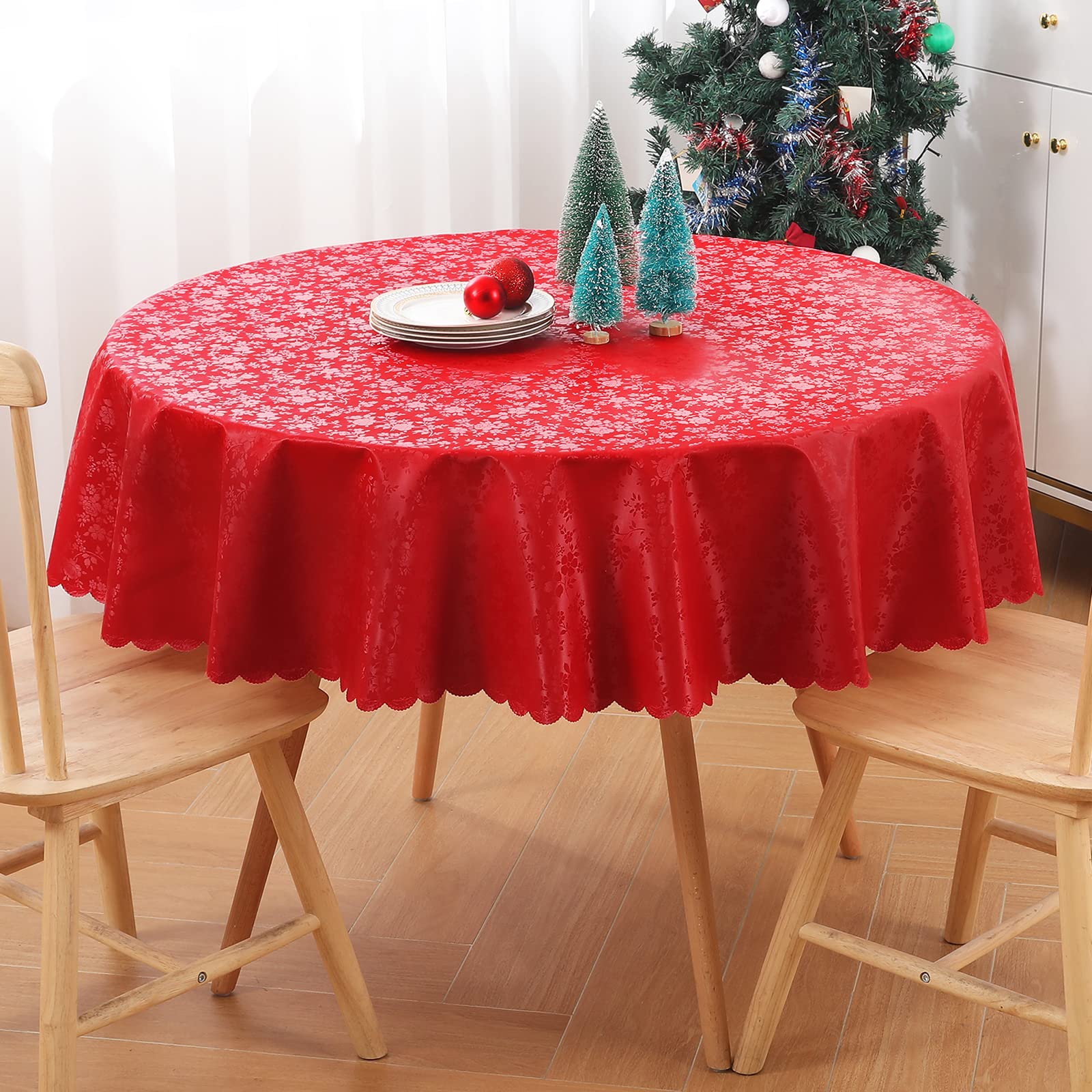 Smiry Round Table Cloth - Waterproof Heavy Duty Vinyl Table Cover, Wipeable & Washable, 70