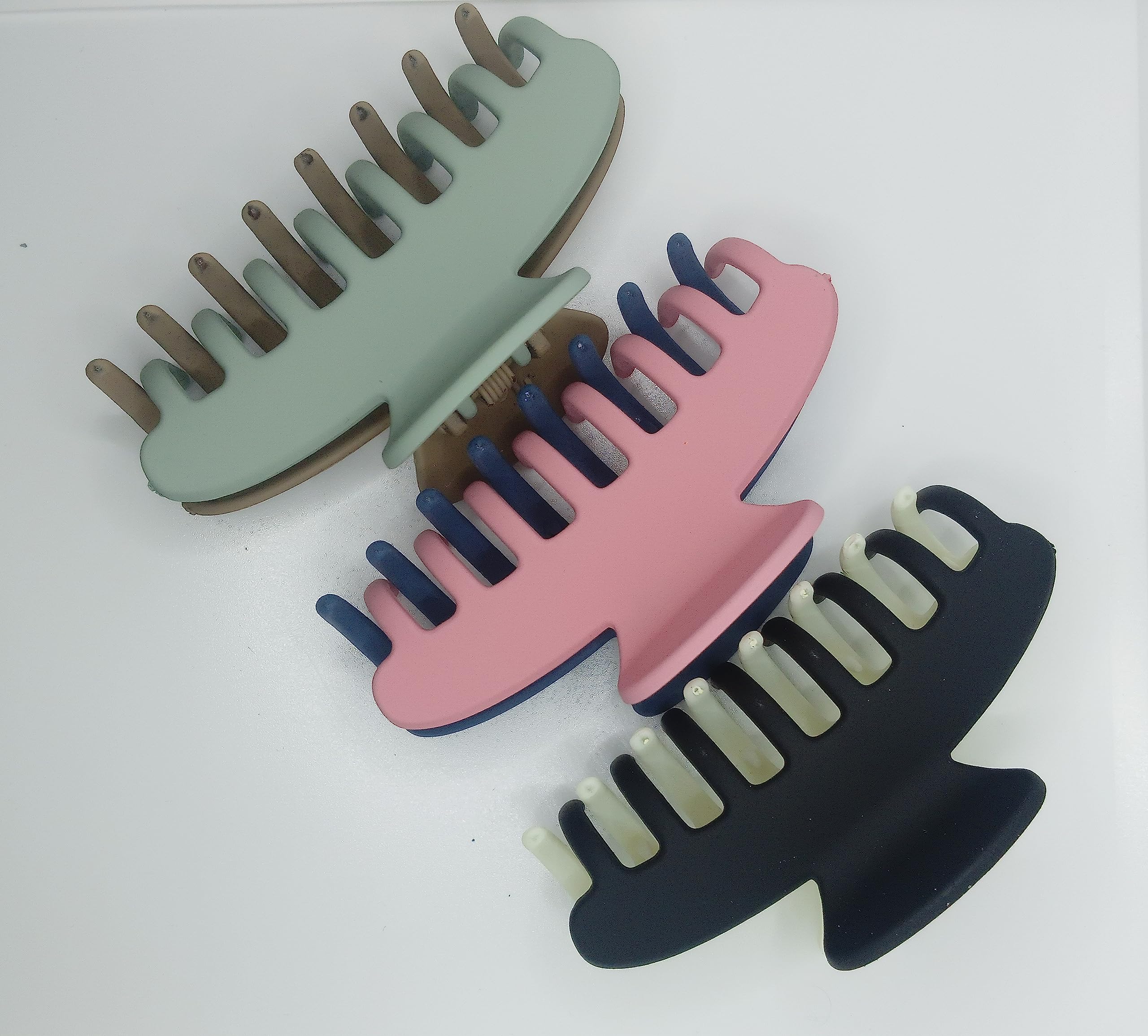 ADHIYAGYA 3 PCS Matte Hair Claw Clips for Women - Strong Hold Double Shade Hair Clips for Thick Hair, Fashion Hair Accessories for Girls & Women - Perfect for Work, School, Parties & Everyday Styling