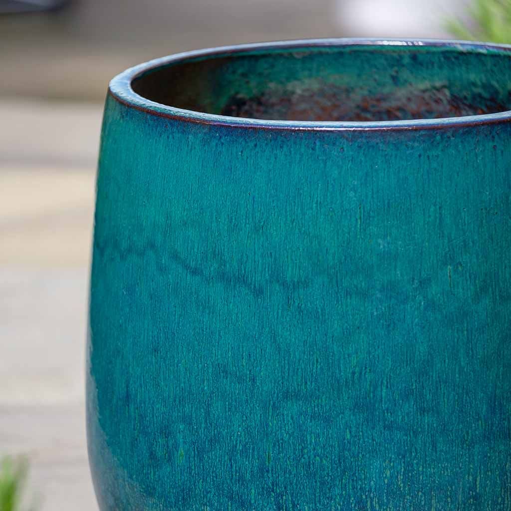 Campania International Potrero Planter Set of 3 - Indigo Rain Color - Outdoor Garden Decor for Patio, Balcony & Landscaping - Durable Resin Flower Pots with Drainage Holes