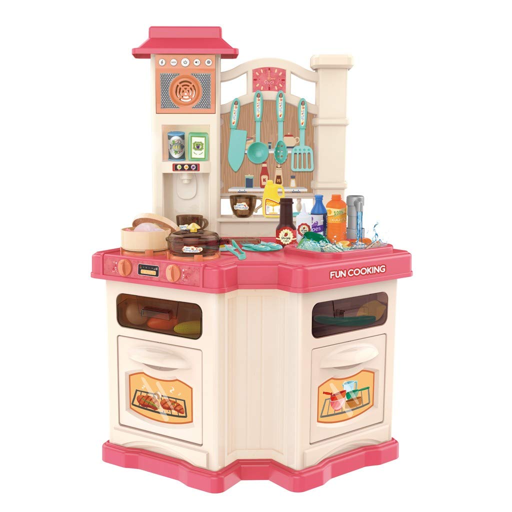 **Pink Kids Kitchen Playset with Real Cooking Sounds & Water Boiling - Pretend Play Toy Kitchen Set for Boys & Girls - Role Play Home Kitchen Accessories for Toddlers (Ideal for Birthday Gifts & Indoor Playtime)**