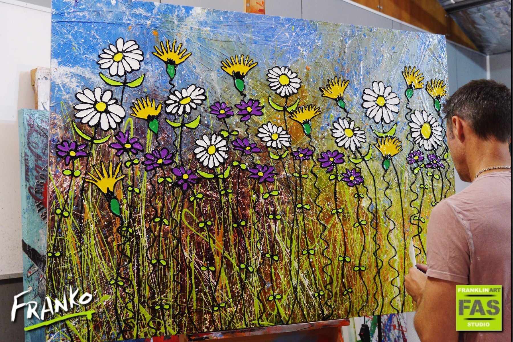 Desert Bloom 140cm x 100cm Floral Canvas Painting - Handmade Wall Art for Living Room, Bedroom & Office Decor