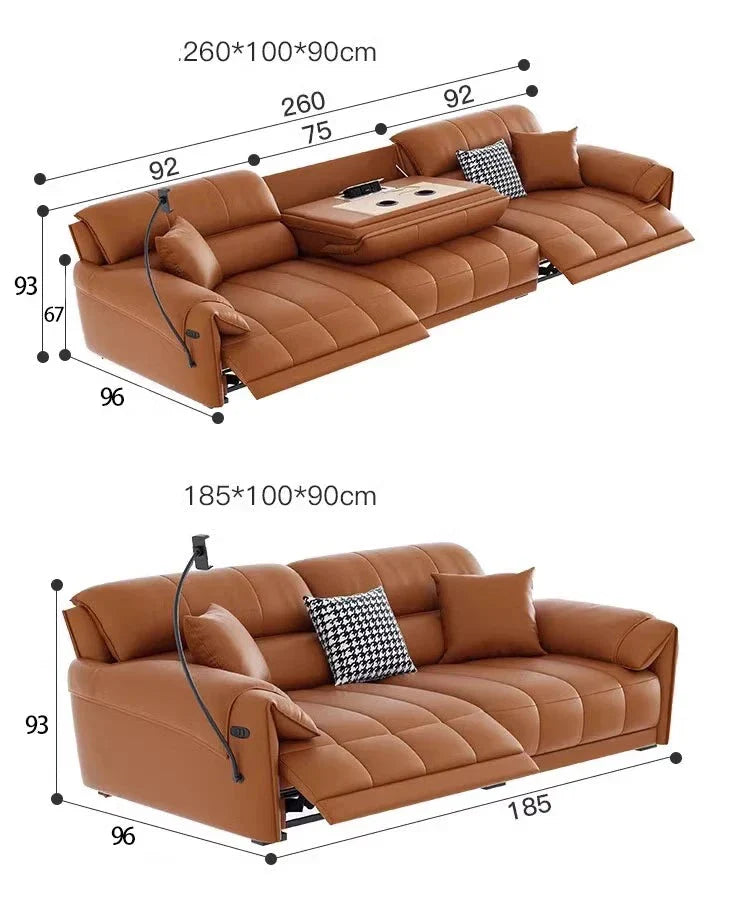 Italian Genuine Leather Recliner Loveseat Sofa - Premium Leather Reclining Couch with Adjustable Backrest for Living Room, Home Theater & Lounge Spaces