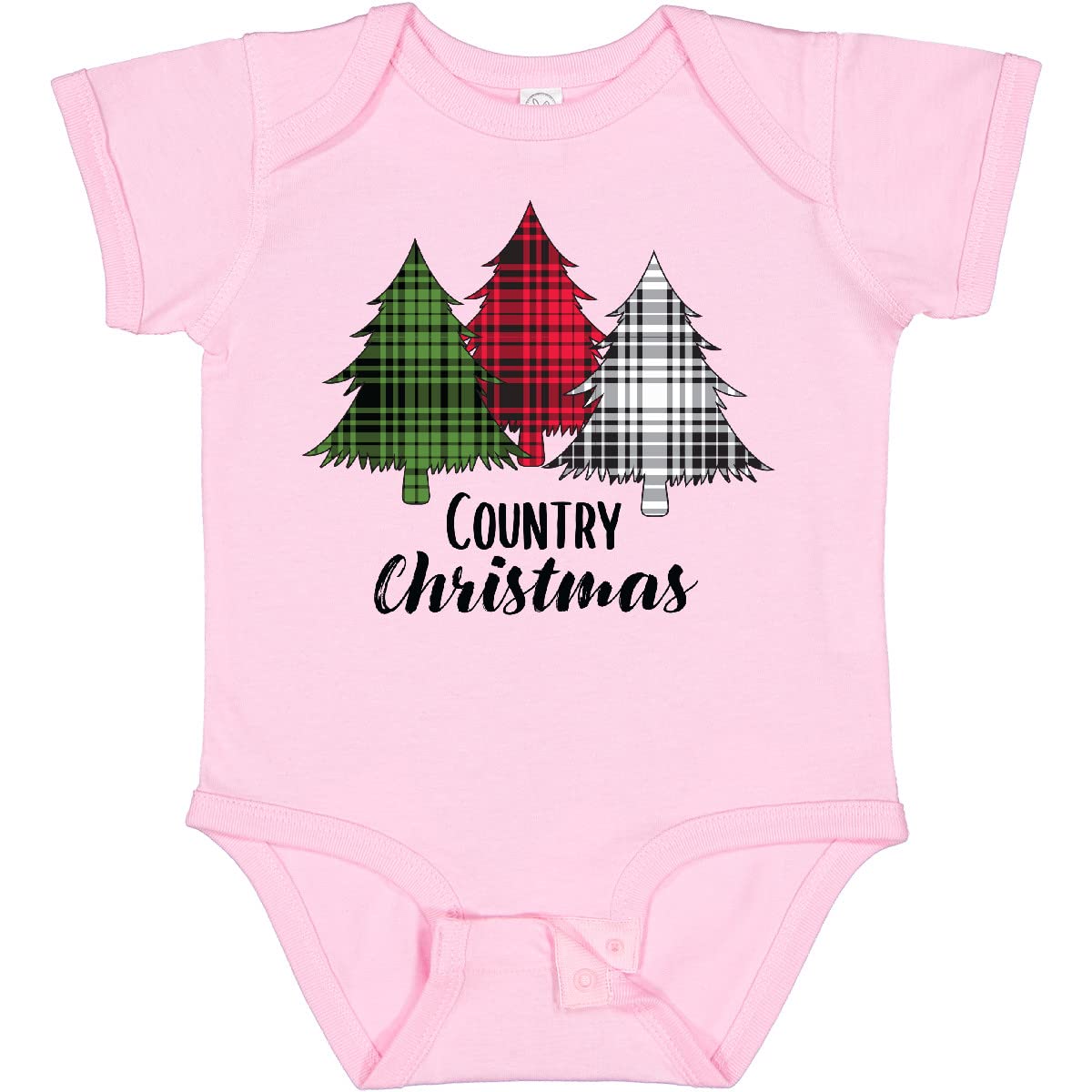 Inktastic Country Christmas Plaid Trees Baby Bodysuit - Cute Holiday Outfit for Infants & Toddlers - Perfect for Family Photos, Christmas Parties & Festive Celebrations
