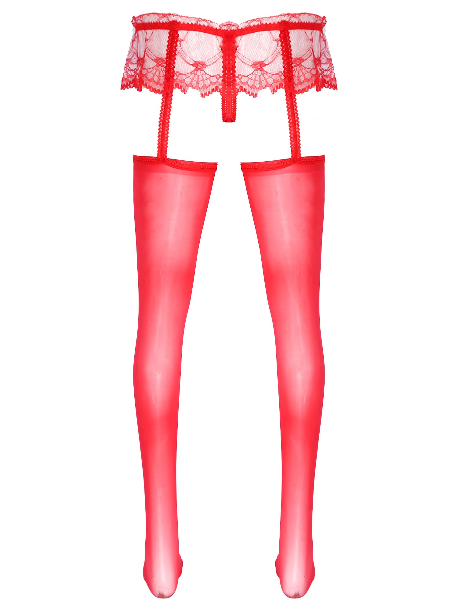 **Men's Sheer Lace Pantyhose with Bulge Pouch & Garters - Sexy Lingerie Stockings for Crossdressing, Cosplay & Sensual Nights**