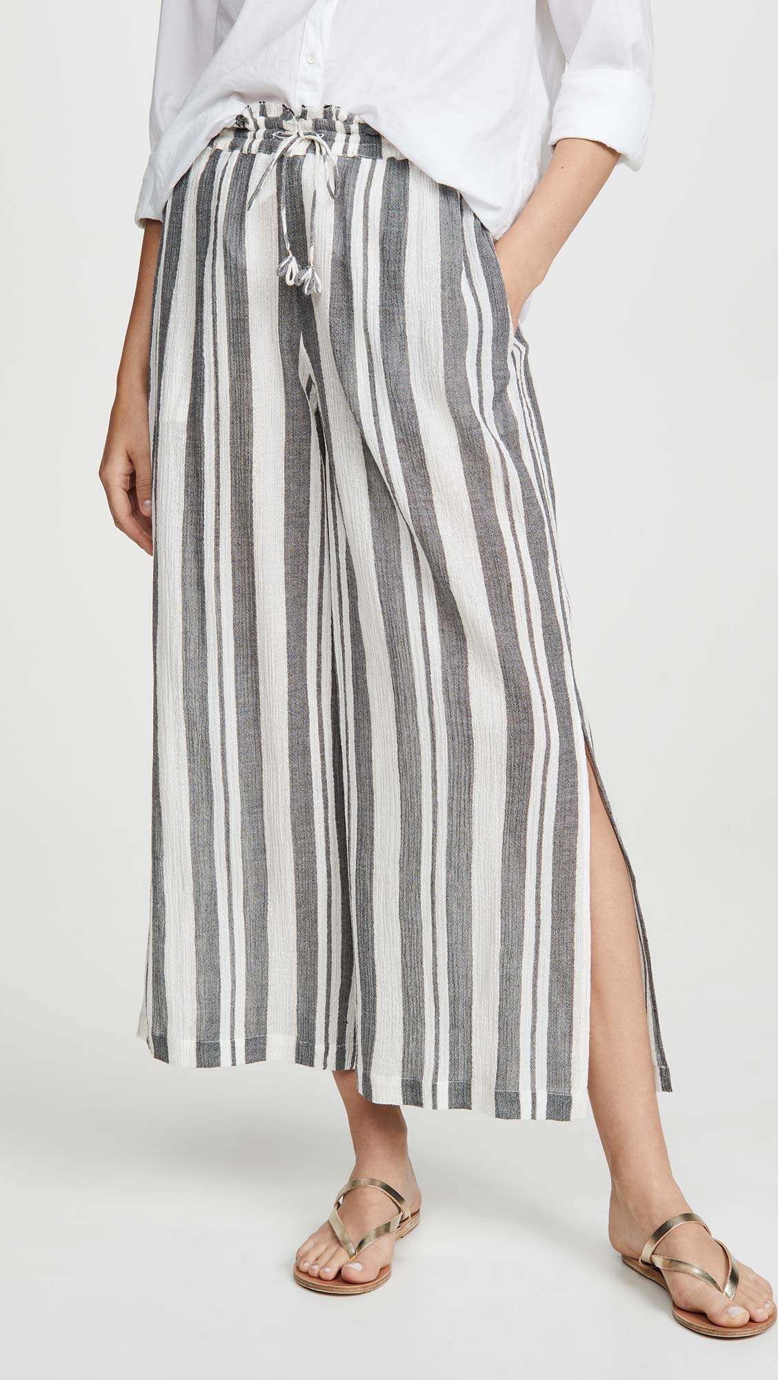 Joie Women's Sylar Pants - Caviar Grey Stripe - Medium Size - Comfortable Stretch Work Pants for Office & Business Casual Wear