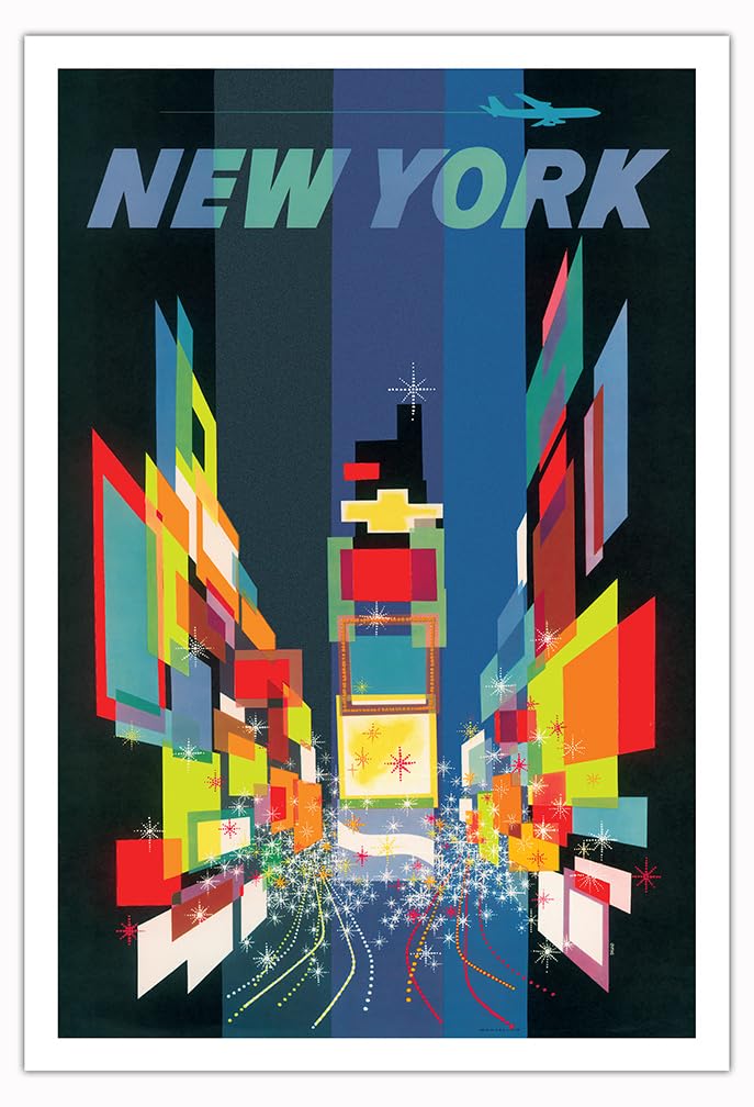 Vintage New York City Times Square Travel Poster by David Klein c.1960 - 30x44in Fine Art Matte Paper Print (Unframed) - Perfect for Home Decor, Office Wall Art & Retro Travel Enthusiast Gifts