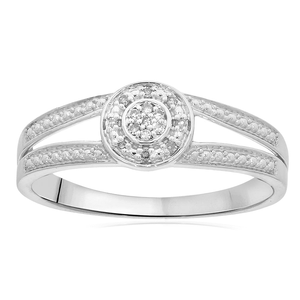 9ct White Gold Diamond Split Shank Ring for Women - Elegant Wedding, Engagement & Anniversary Jewelry Gift - Perfect for Special Occasions & Everyday Wear