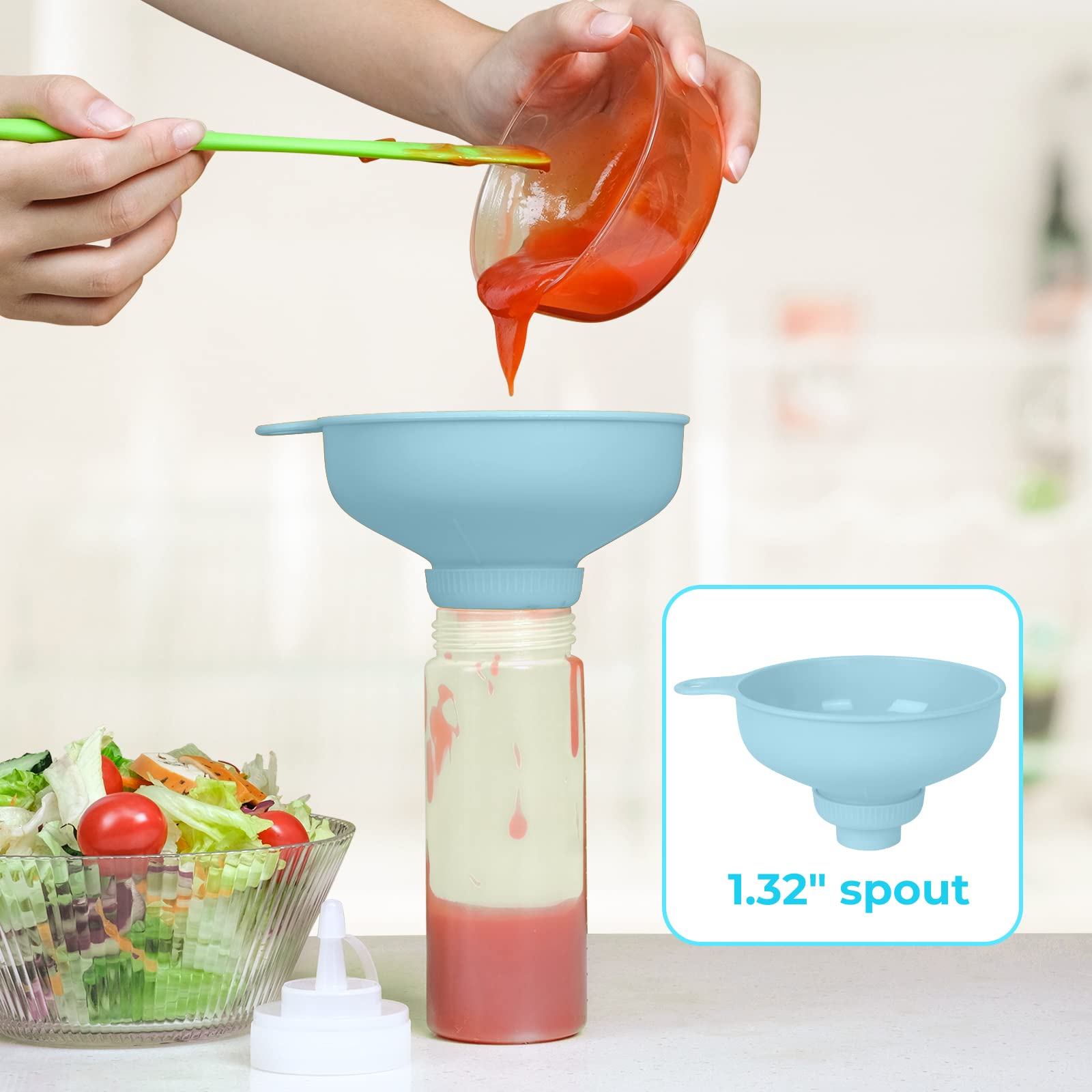 Premium Wide Mouth Kitchen Funnel Set - 4 Size Food Grade Plastic Funnels for Canning, Cooking & Filling Mason Jars - Ideal for Oils, Sauces, Spices, Shampoo & DIY Projects (Great for Home Kitchen, Baking & Preserving)
