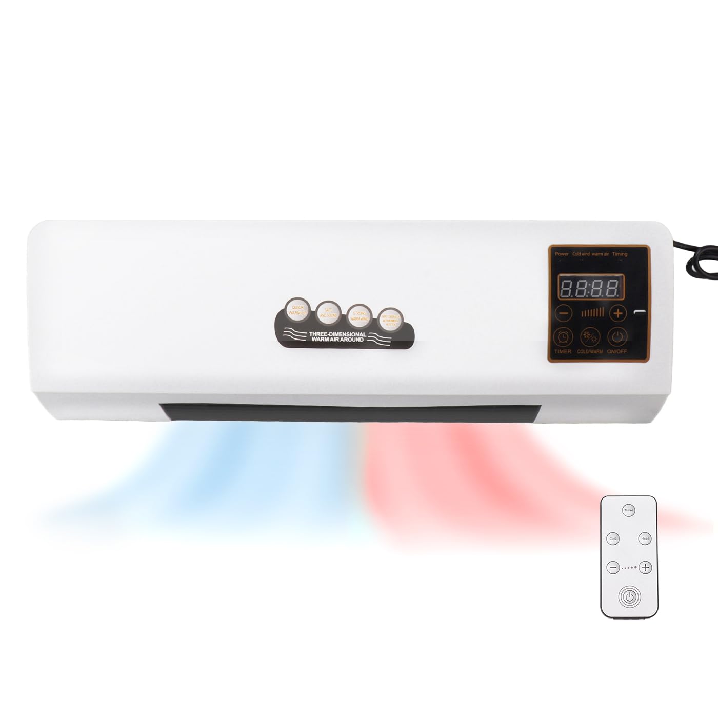 2000W Wall Mounted Mini Split Air Conditioner with Heating & Cooling - Portable AC Unit with Timer for Bedroom, Bathroom, Office - Energy Efficient Plug-in Wall AC for Small Spaces (White) - Perfect for Cooling Dorm Rooms, Home Offices & Studio Apartments