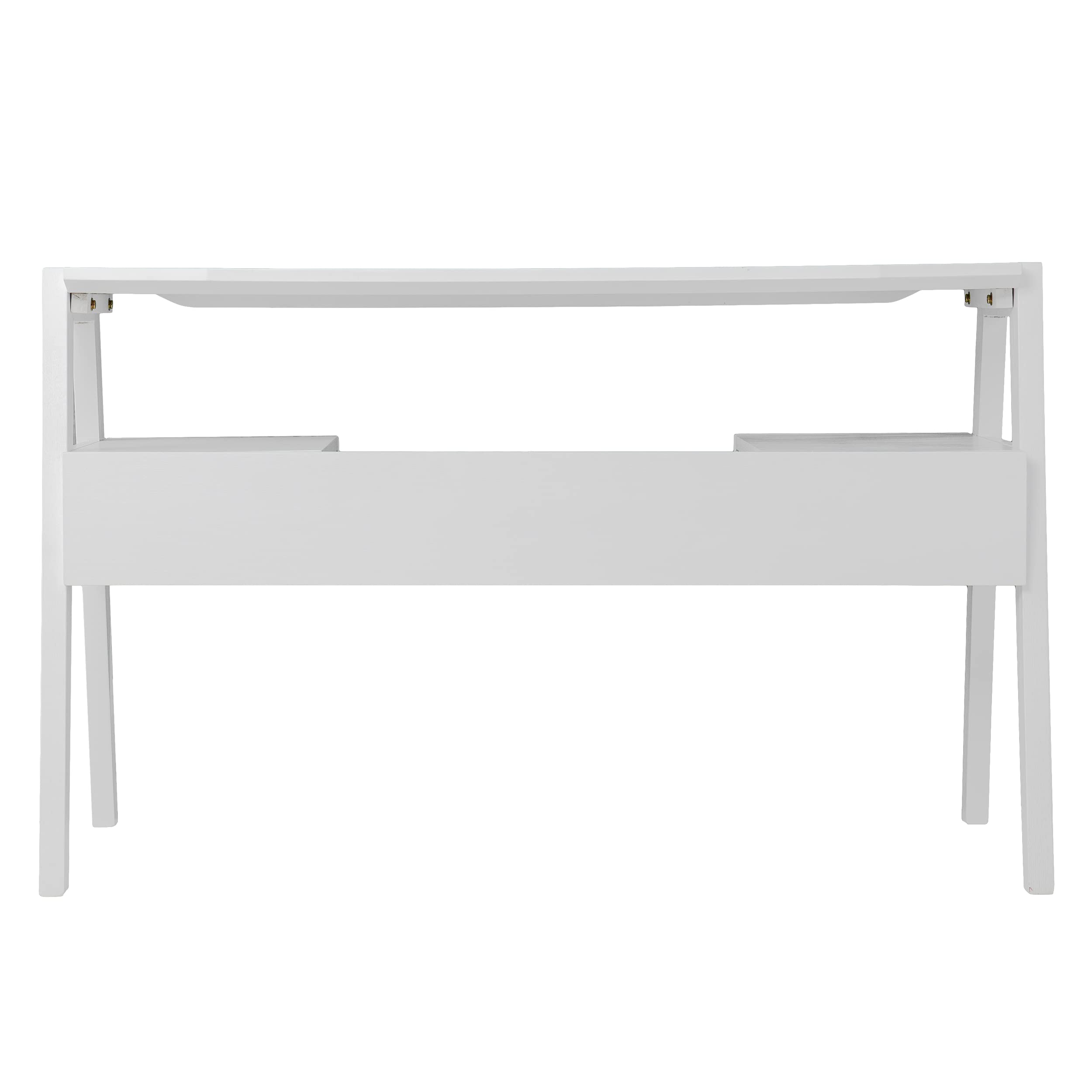 Midcentury Modern Writing Desk with Storage - White Wooden Home Office Desk for Small Spaces | Stylish & Functional Workspace Solution for Study, Work, or Crafting