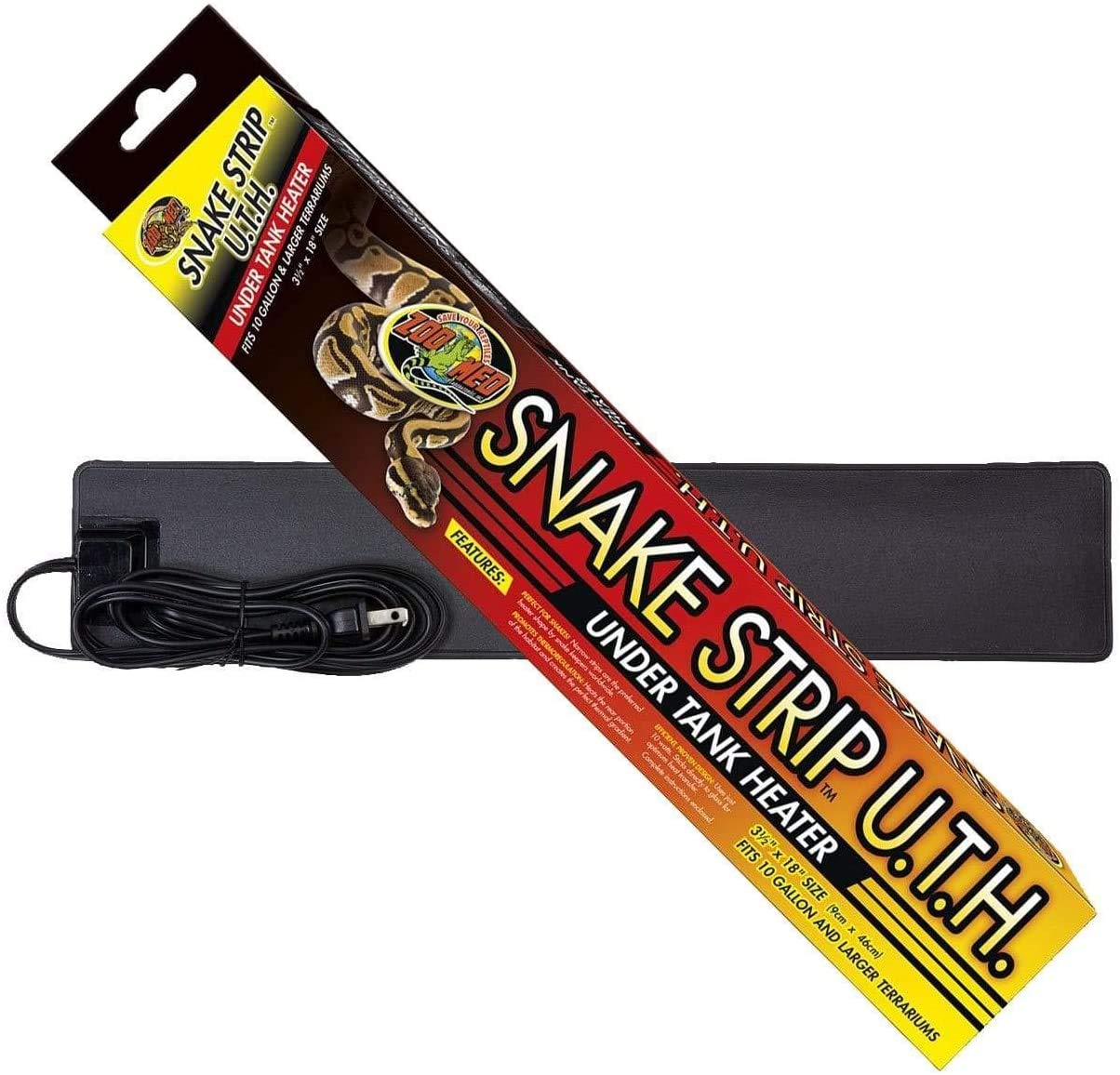 Zoo Med Snake Strip Under Tank Heater - Reptile Heating Pad for Terrariums (Pack of 2) - Perfect for Ball Pythons, Corn Snakes & Geckos - Maintains Optimal Temperature in Glass or Plastic Enclosures