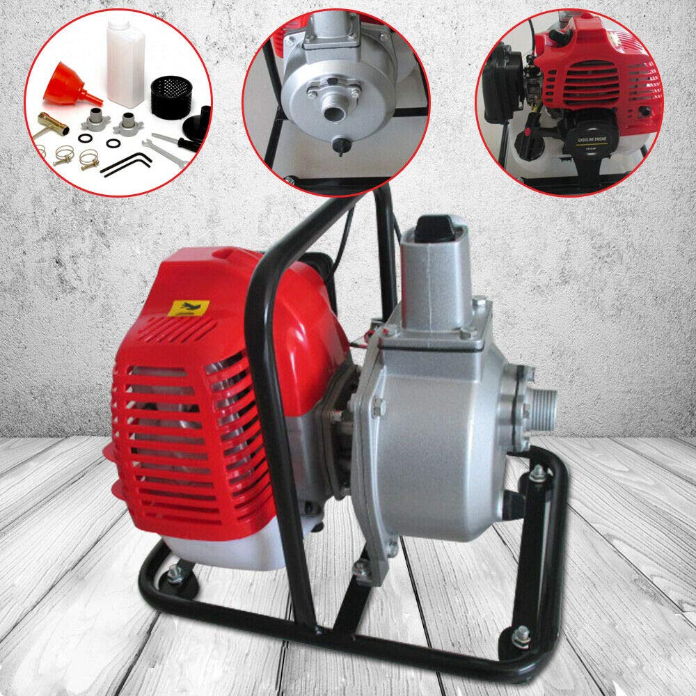 43CC 2HP High Flow Gas Water Transfer Pump - 2 Stroke Air-Cooled Petrol Engine for Irrigation, Flood Control & Construction Sites