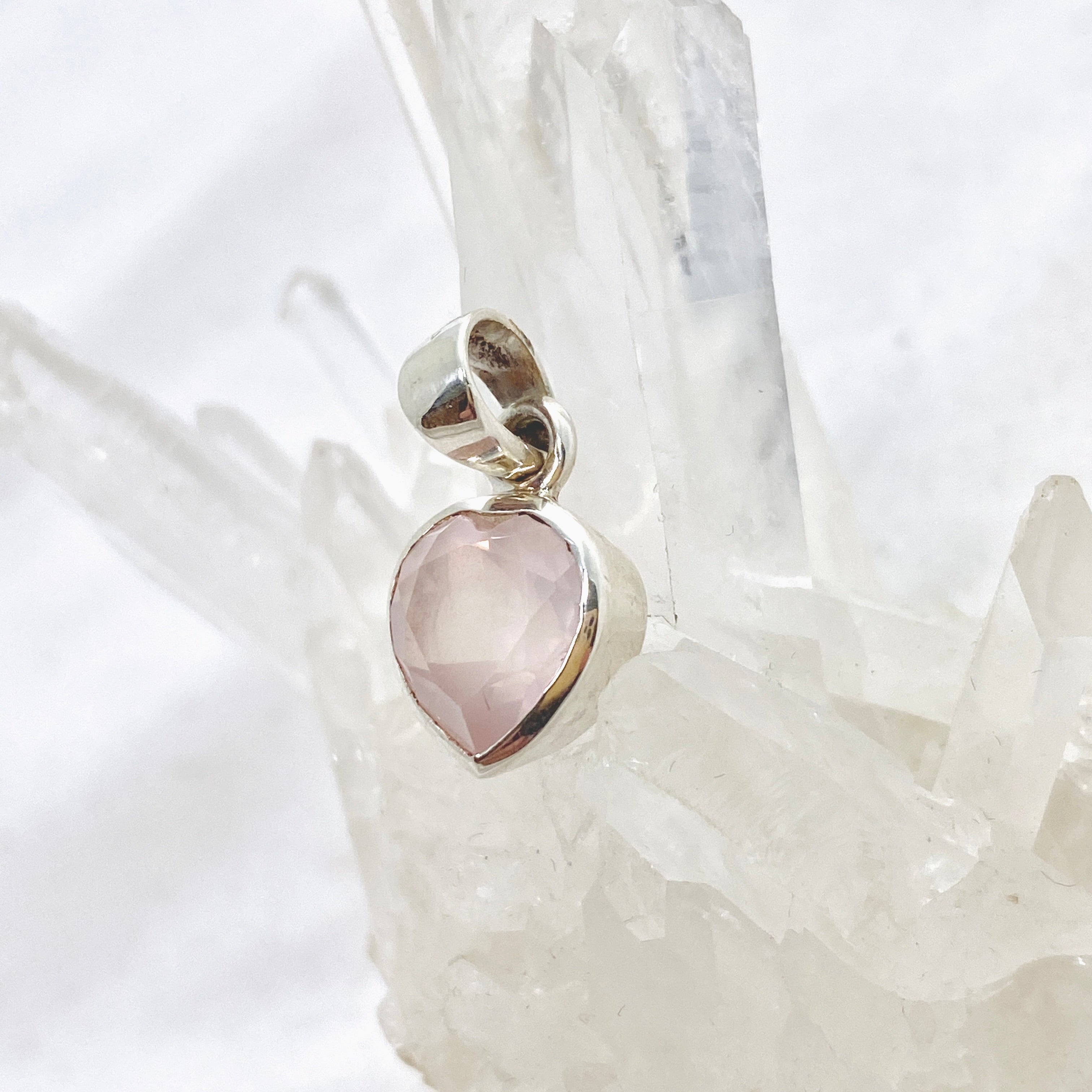 Rose Quartz Heart Faceted Pendant Necklace - Natural Gemstone Jewelry for Women - Perfect for Valentine's Gift, Meditation & Energy Healing
