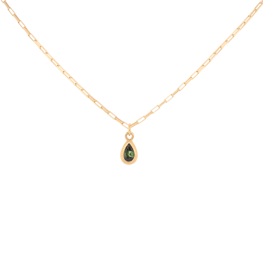 Boulder Pear Gemstone Pendant Necklace - Natural Stone Jewelry on Elongated Box Chain for Women, Perfect for Everyday Wear & Special Occasions