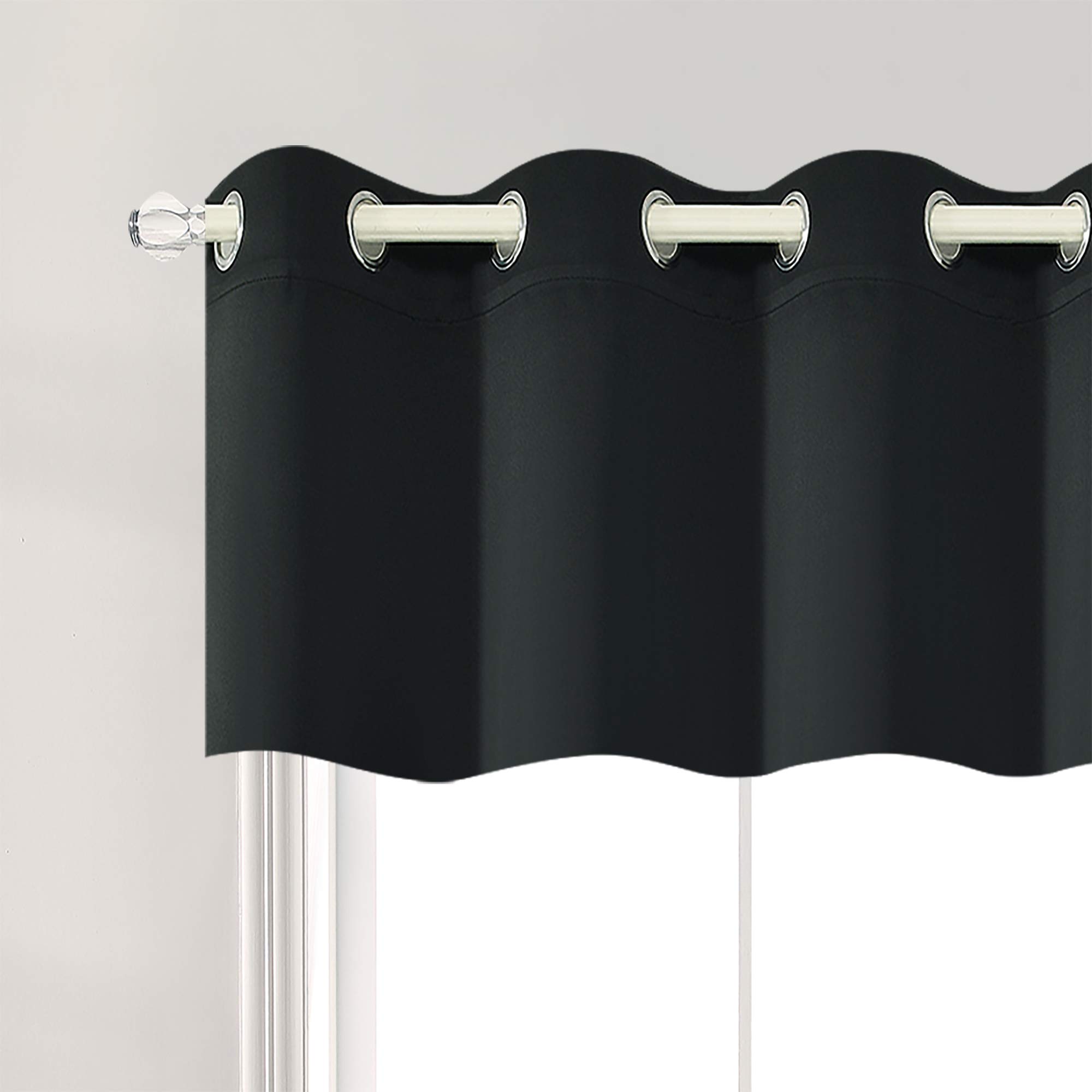 RAIN CITY Blackout Window Valance - 18 Inch Length, Thermal Insulated Grommet Top Curtain for Bedroom & Bathroom - 1 Panel (52x18 Inches) - Perfect for Small Windows & Light Control in Home Decor