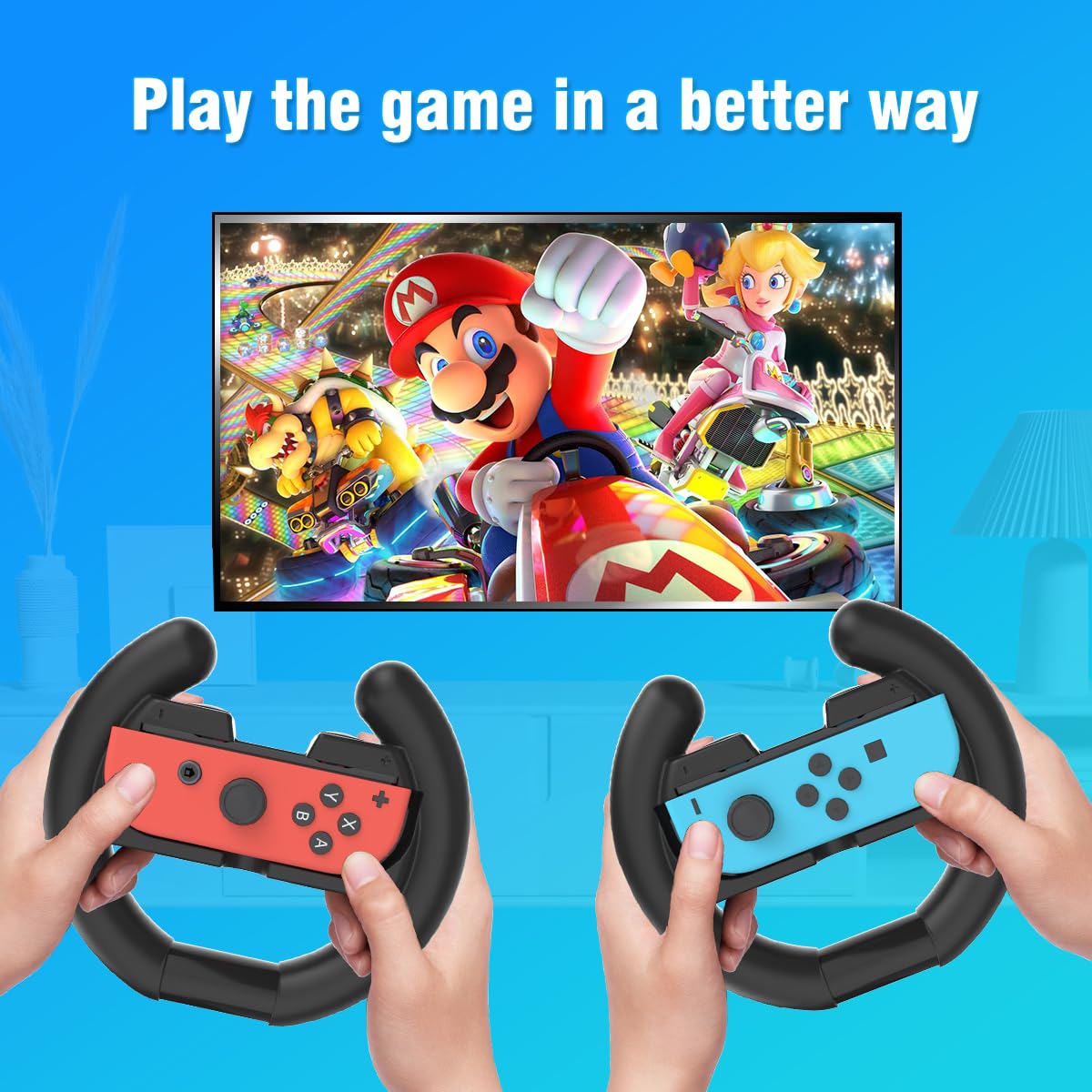 **Mario Kart 8 Deluxe Switch Steering Wheel - 2 Pack Joy-Con Compatible with Nintendo Switch & OLED - Perfect for Racing Games, Multiplayer Fun & Gift Ideas**
