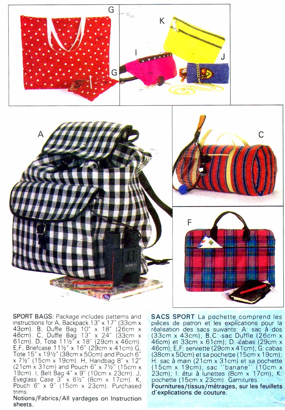 Butterick #6678 Sports Bags, Tote Bags & Backpack Sewing Pattern - DIY Gym, Travel & School Bag Making Kit for Women & Teens | Perfect for Sports, Shopping & Daily Use