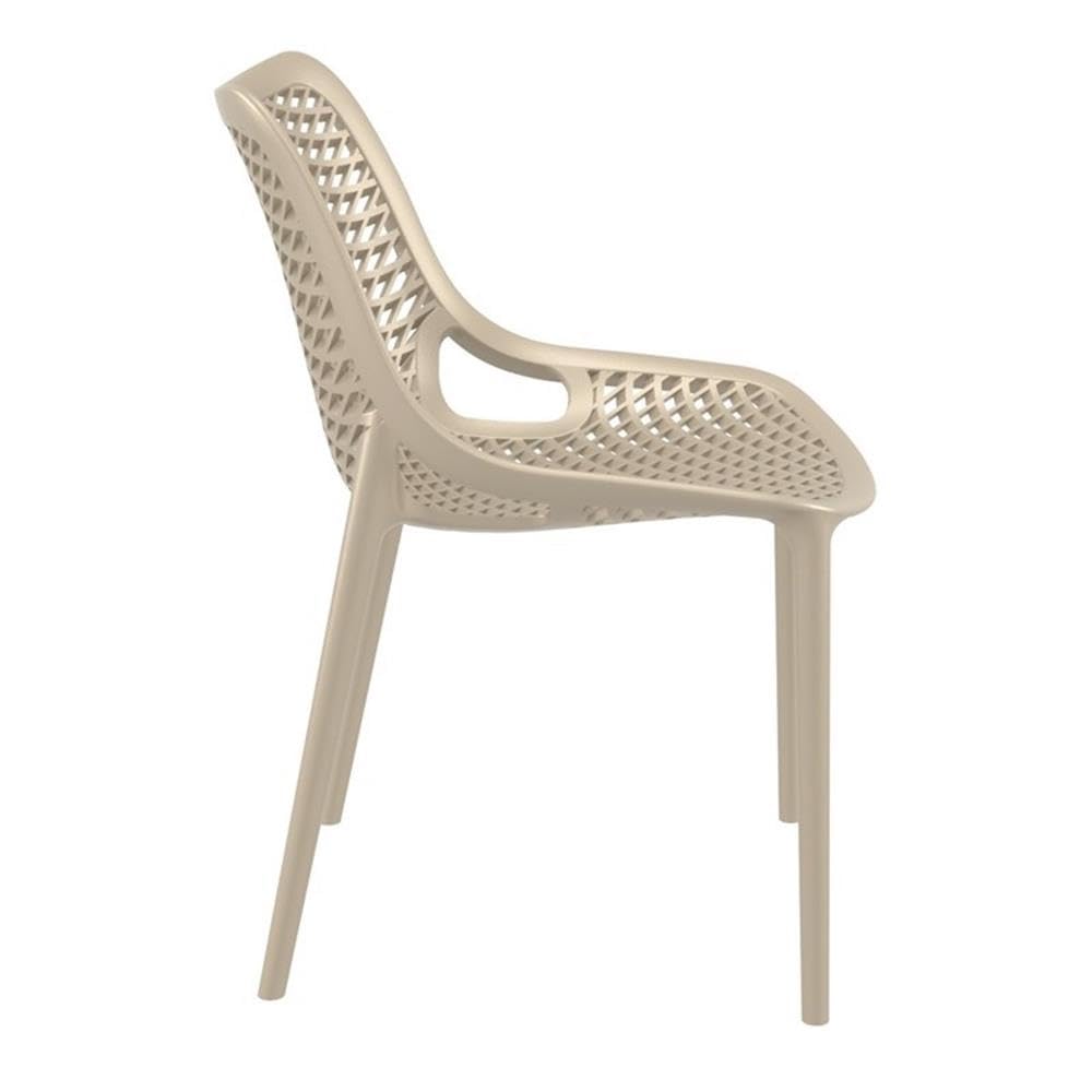 Taupe Outdoor Patio Dining Chairs Set of 2 - Weather-Resistant Comfortable Garden Chairs for Backyard, Poolside & Restaurant Use