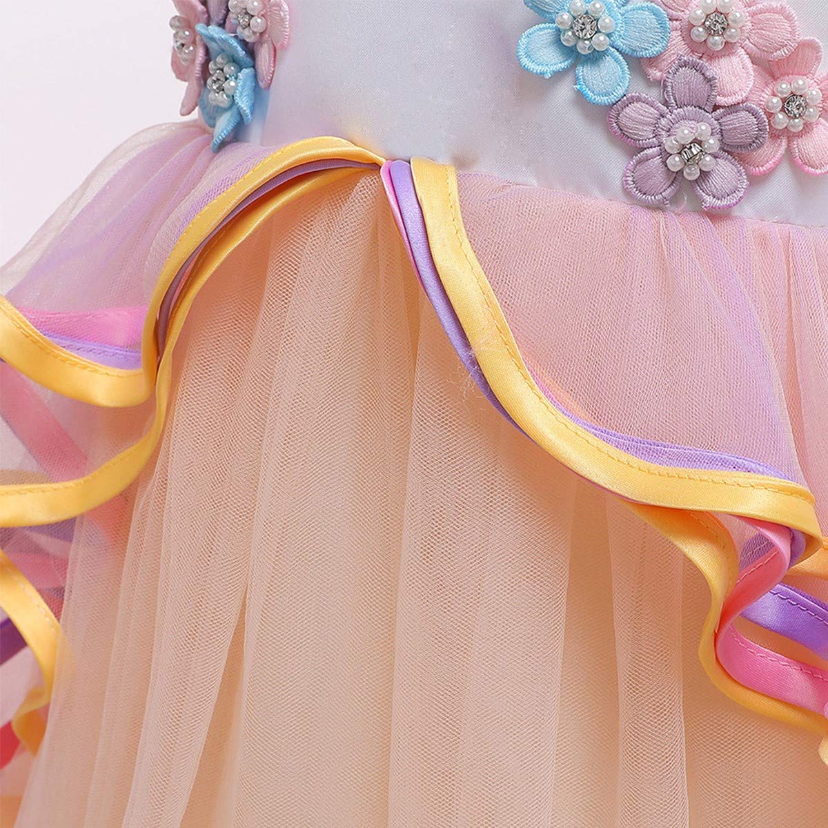 Unicorn Princess Costume for Girls - Long Maxi Tulle Dress with Headband | Birthday Party, Carnival, Cosplay, Dress Up Outfits | Perfect for Halloween, Christmas, School Plays & Fantasy Themed Events