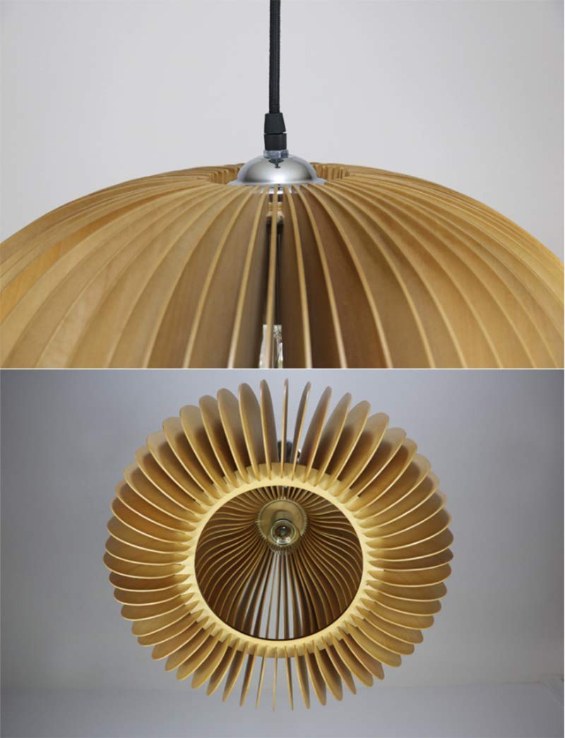 LITFAD Beige Wood Doughnut Ceiling Pendant Light - Farmhouse LED Hanging Fixture for Dining Room, Living Room & Restaurant Decor | Rustic Home Lighting for Kitchen Island, Bedroom, Entryway